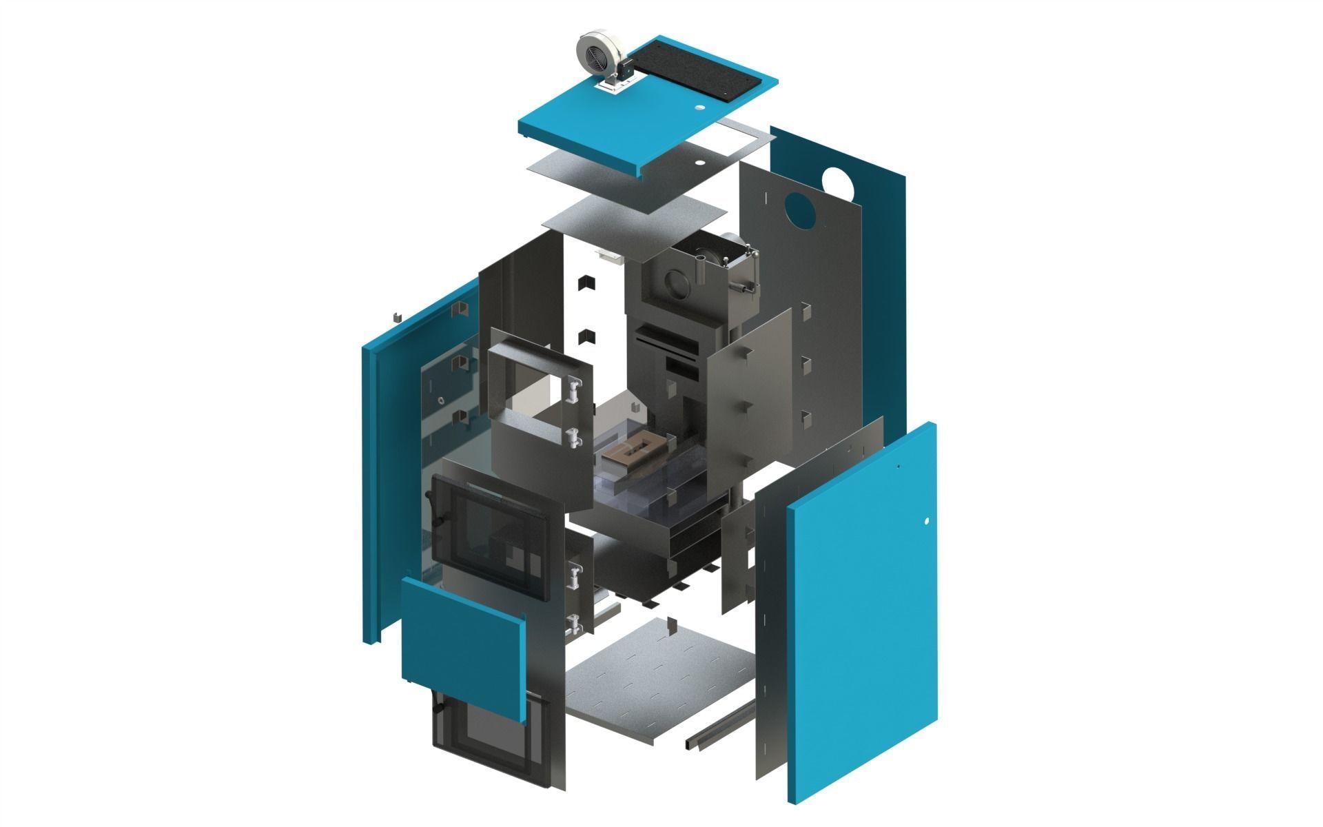 Solid fuel pyrolysis boiler SOLIDWORKS Flow Simulation 3D model_3