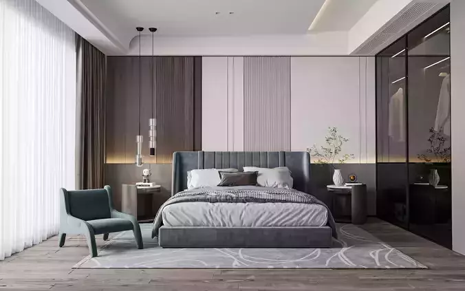 Modern luxury style bedroom 011 3D model