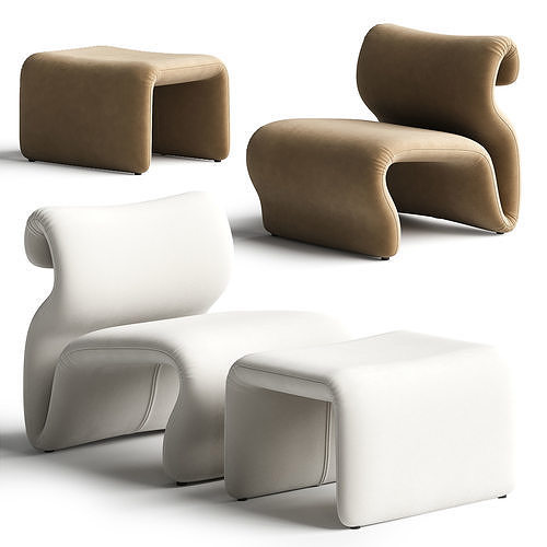 Etcetera Easy Chair with Footstool 3D model