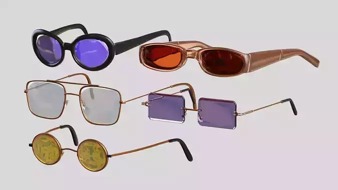 Low-poly and Mid-poly glasses set