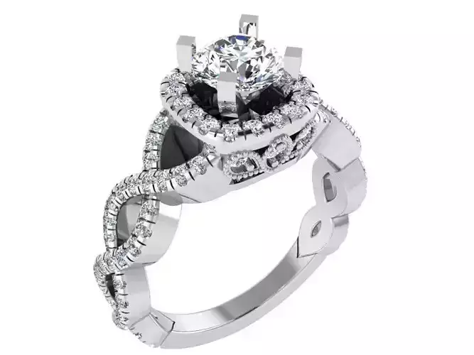 Square Halo Twisted Ring 2927