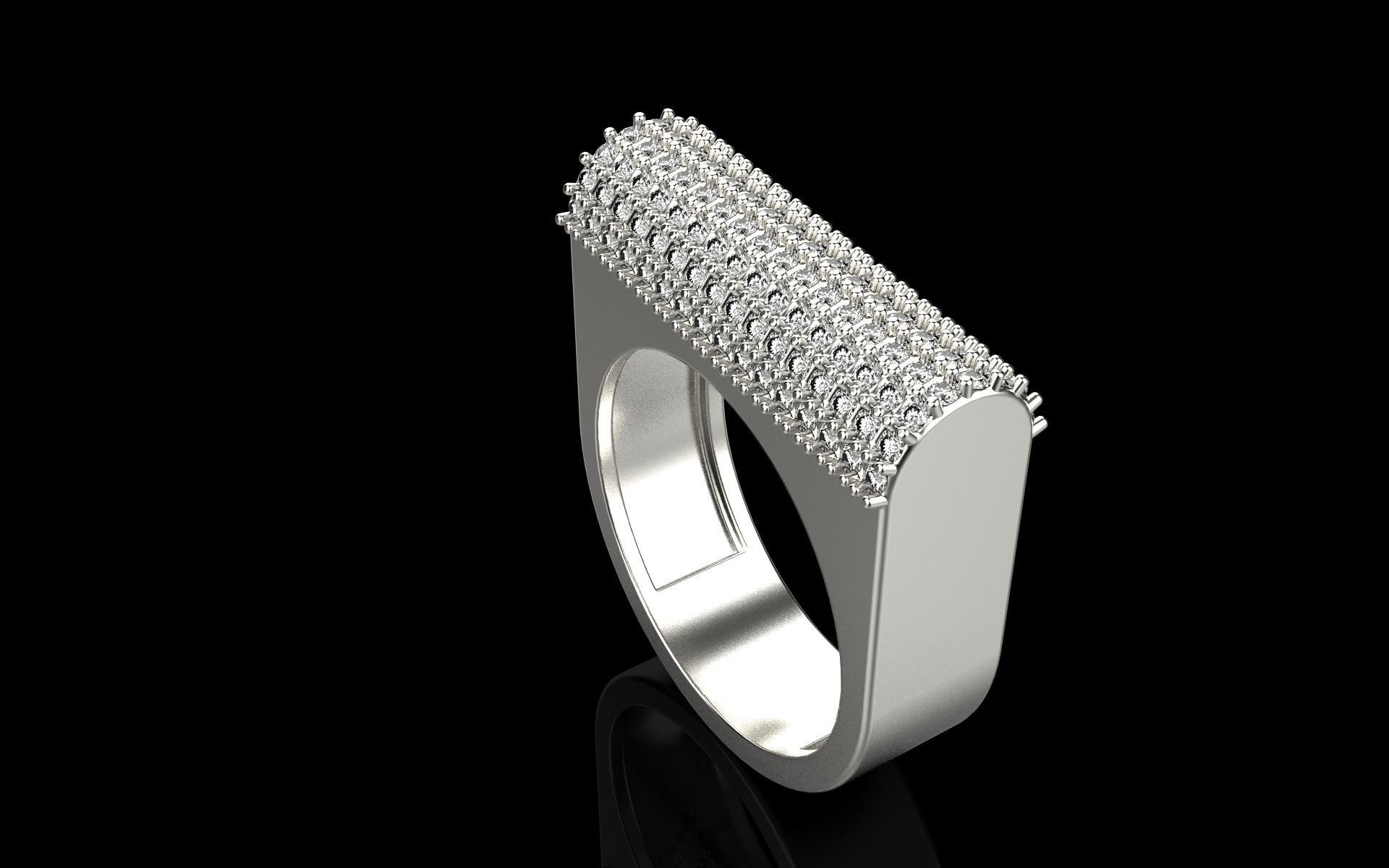 signet ring with gems model 650 3D print model_2