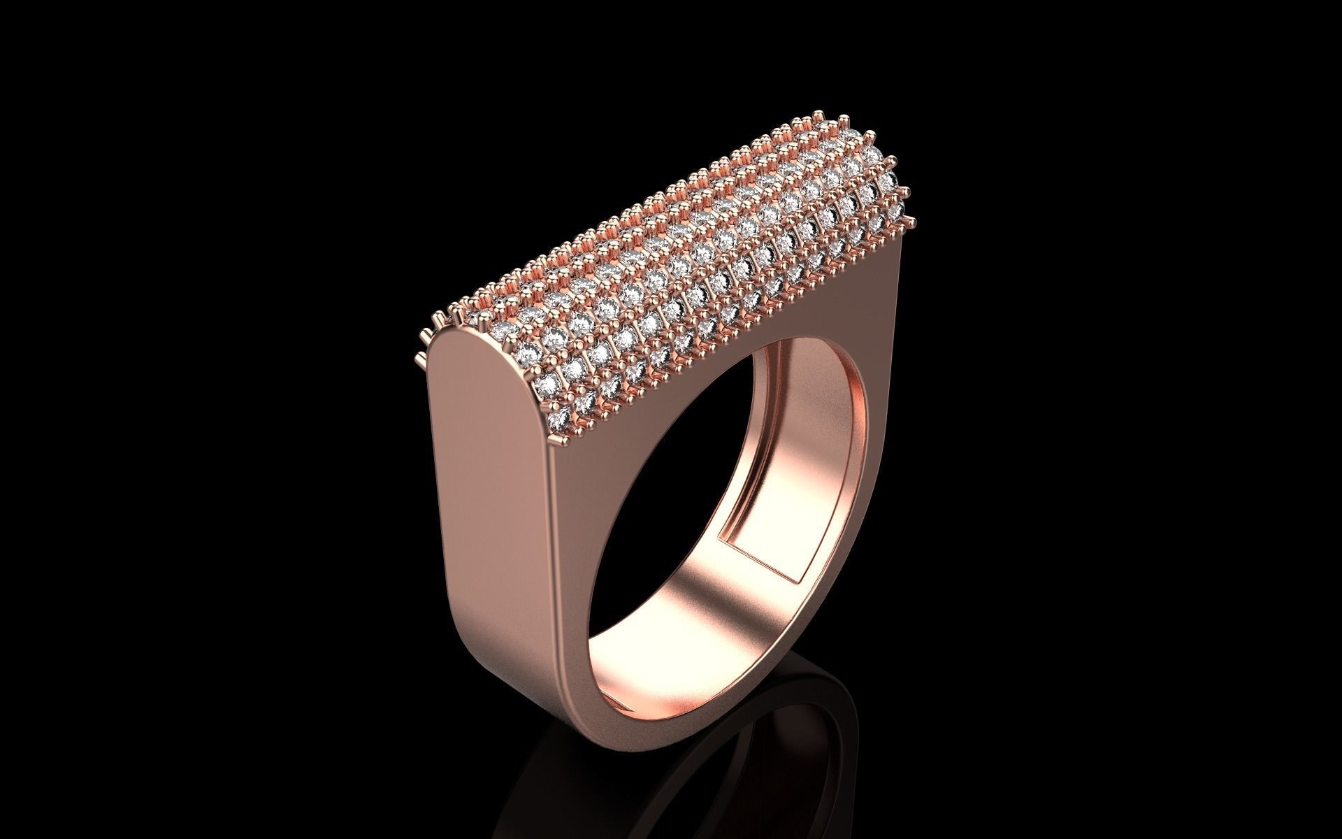 signet ring with gems model 650 3D print model_21