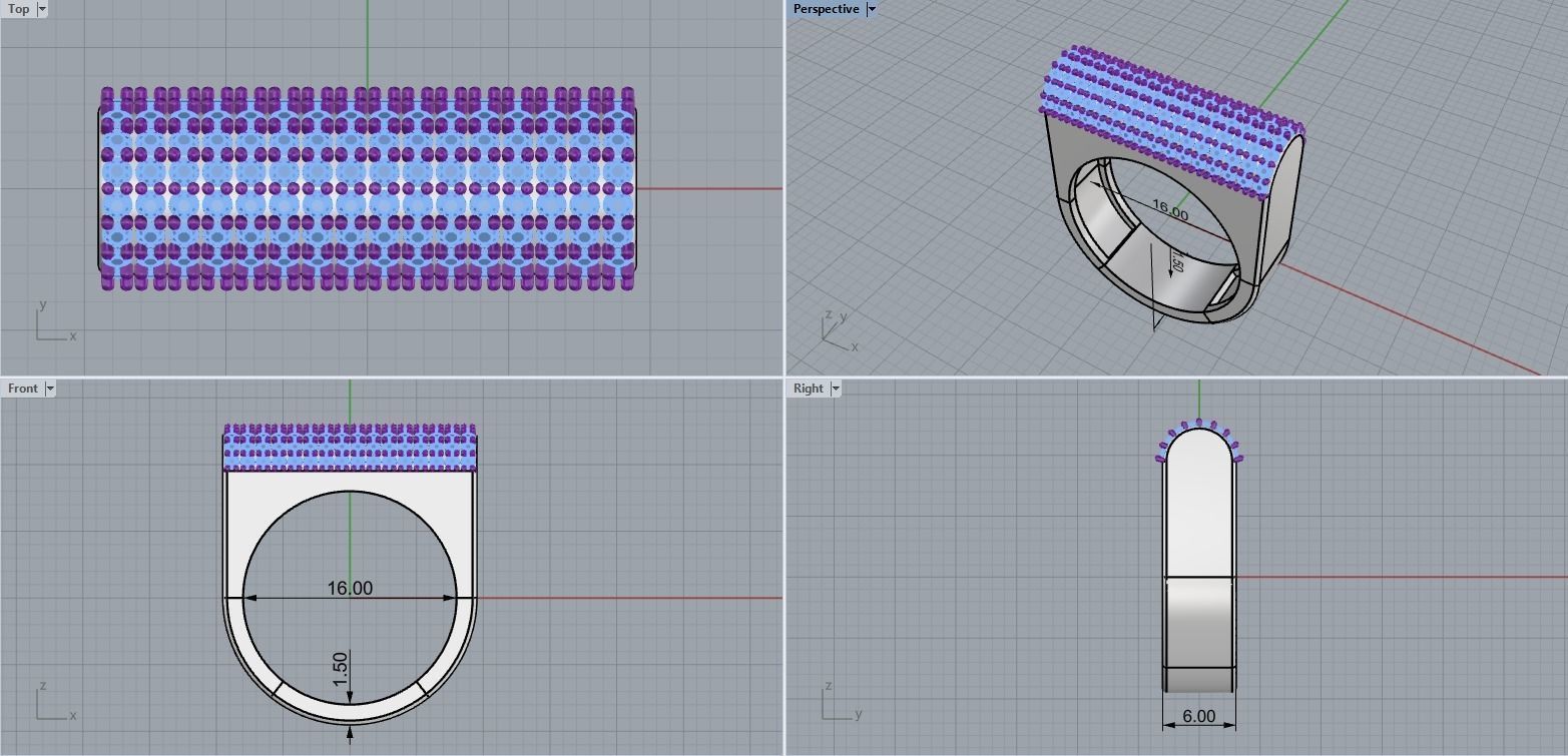 signet ring with gems model 650 3D print model_4