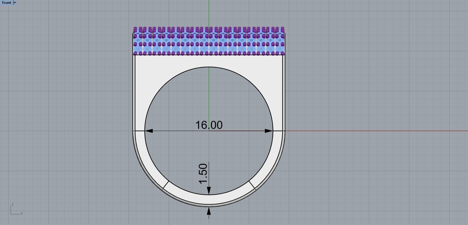 signet ring with gems model 650 3D print model_9