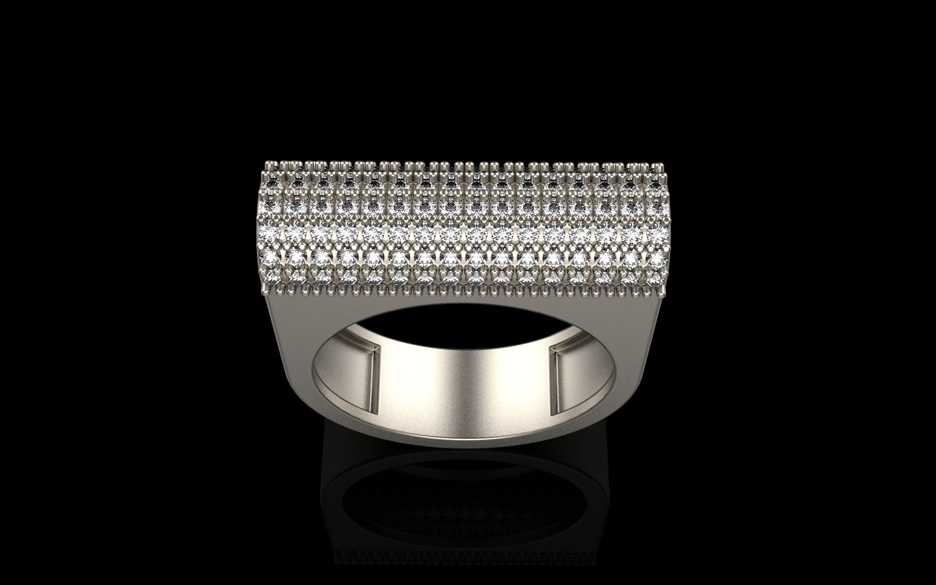 signet ring with gems model 650 3D print model_14