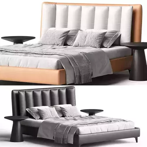 Mid-Century Modern Standard Bed 3D model