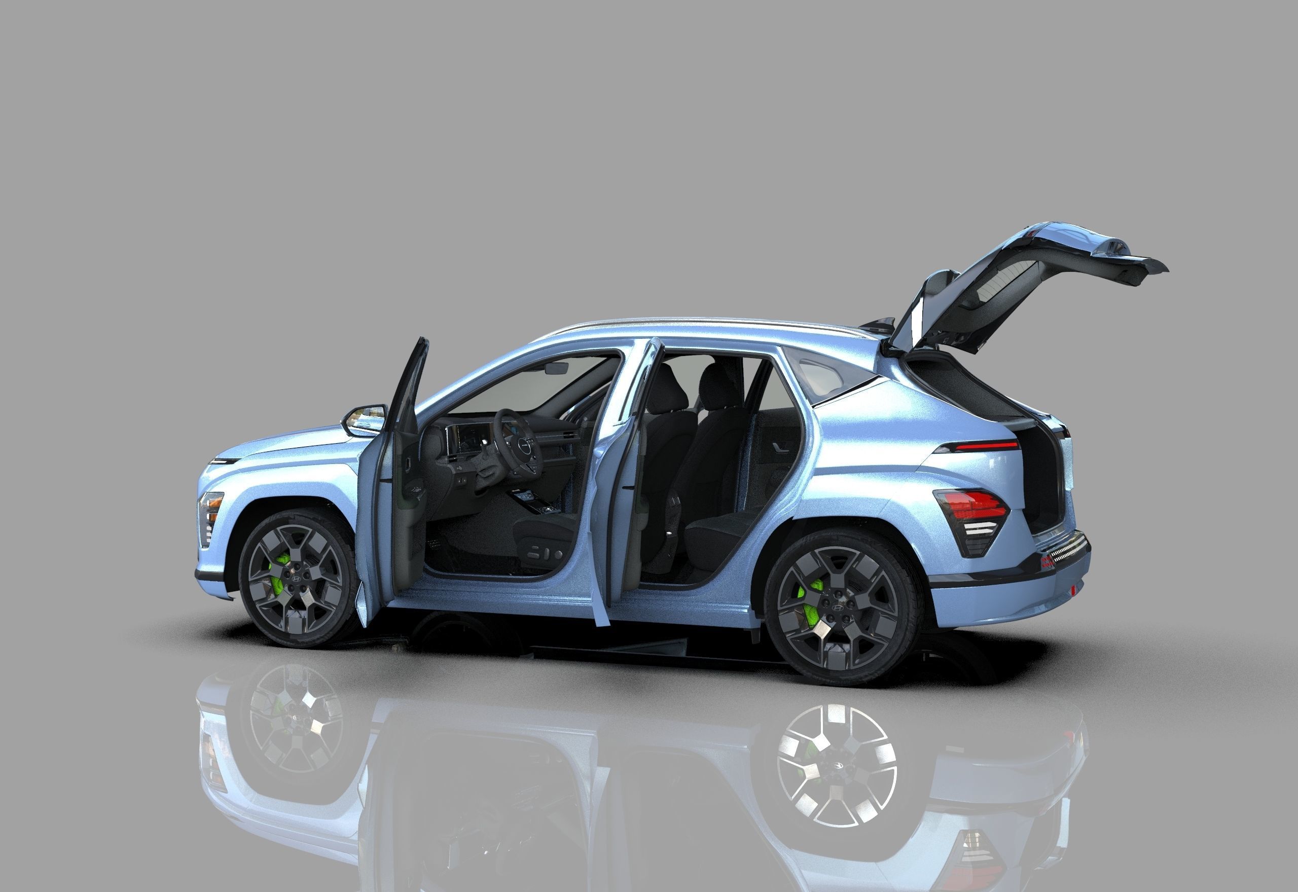 Hyundai Kona EV 2024 HQ interior 3D model_13
