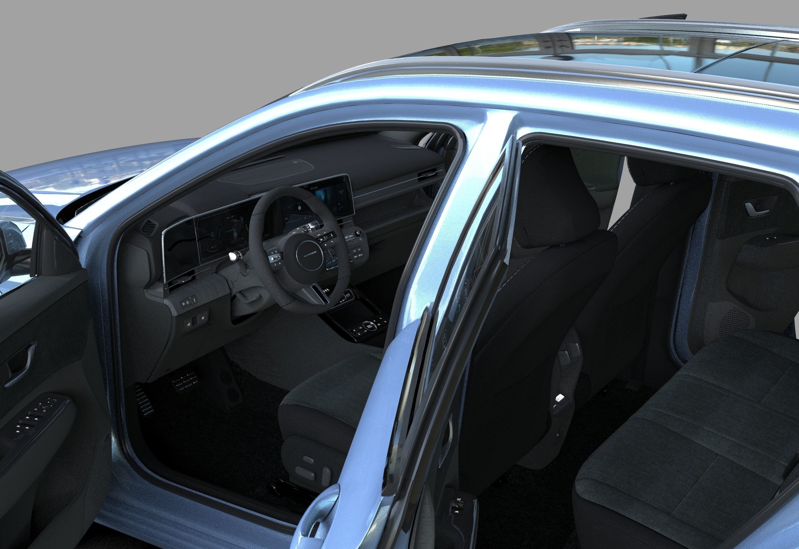 Hyundai Kona EV 2024 HQ interior 3D model_12