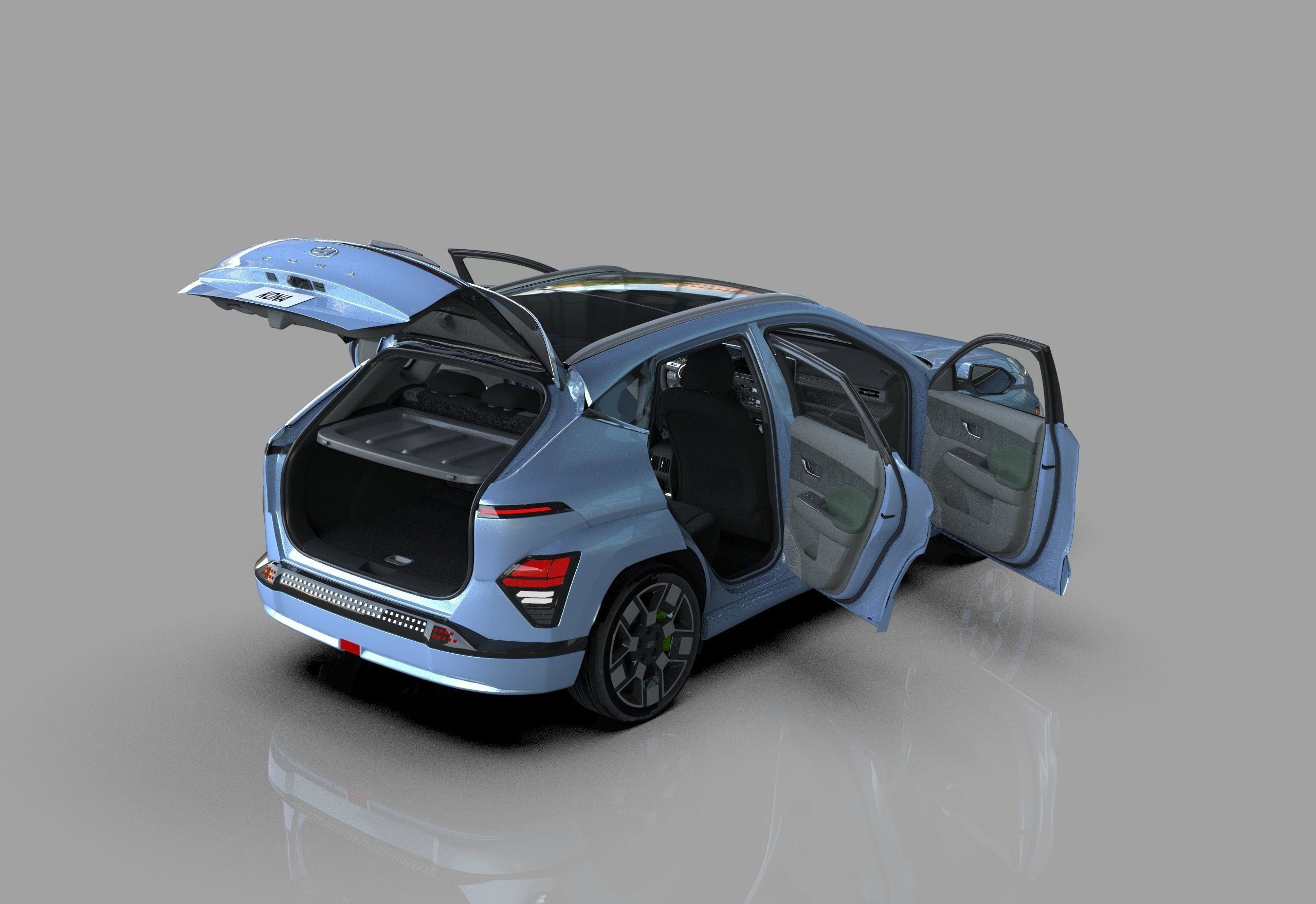 Hyundai Kona EV 2024 HQ interior 3D model_14