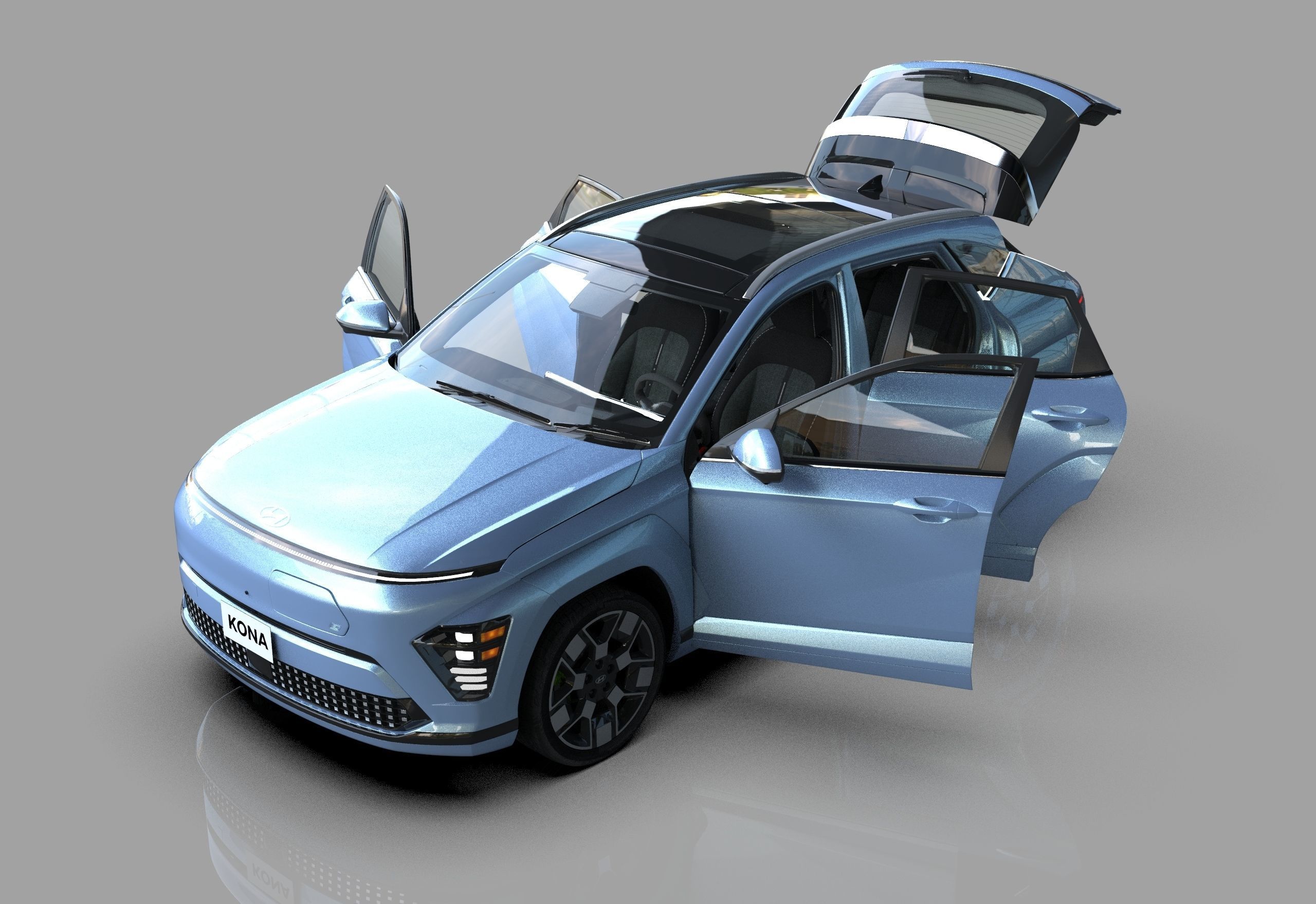Hyundai Kona EV 2024 HQ interior 3D model_10