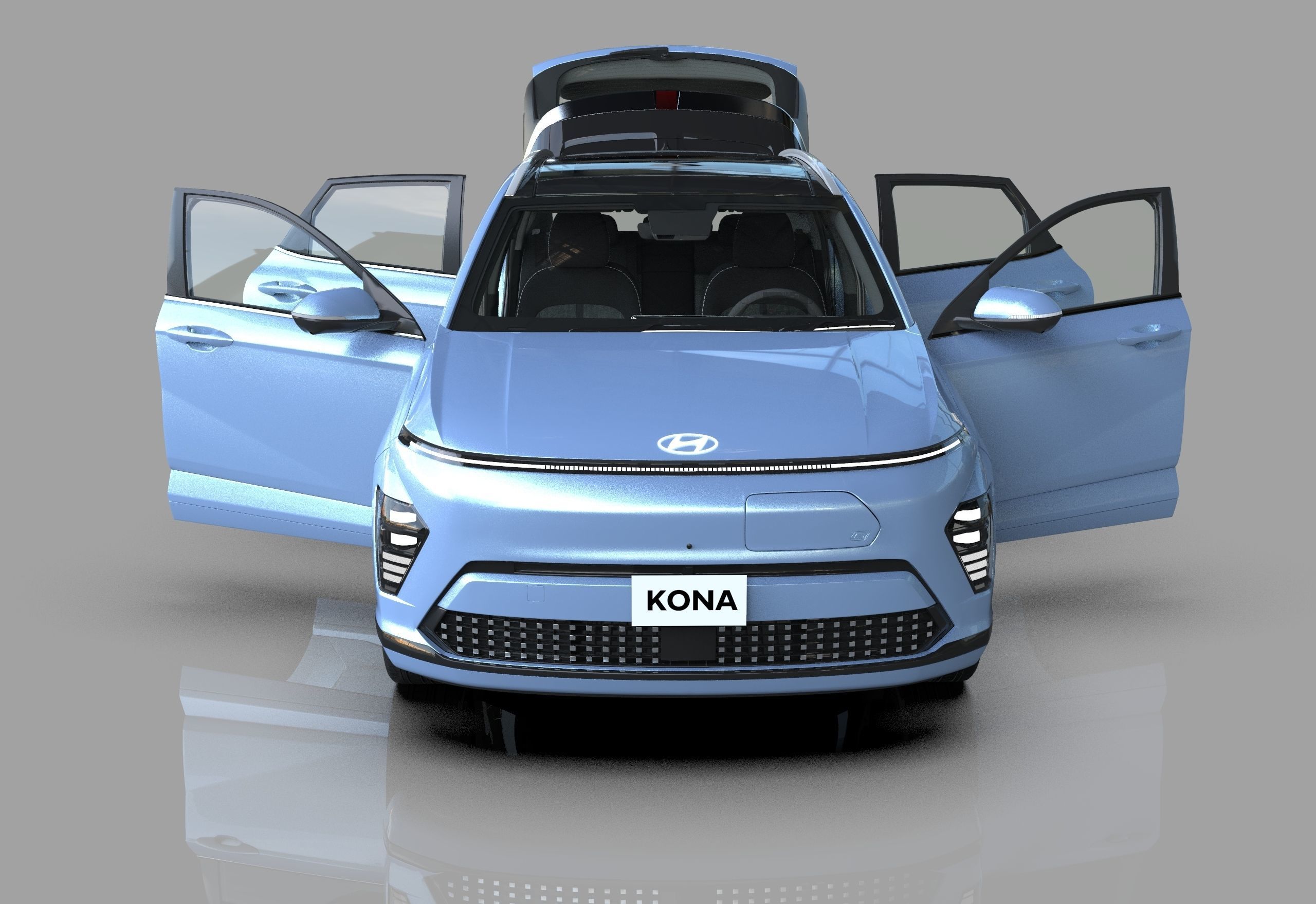 Hyundai Kona EV 2024 HQ interior 3D model_9