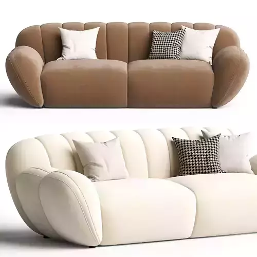 Modern Off-White Sofa with Cat Claw Velvet Upholstery