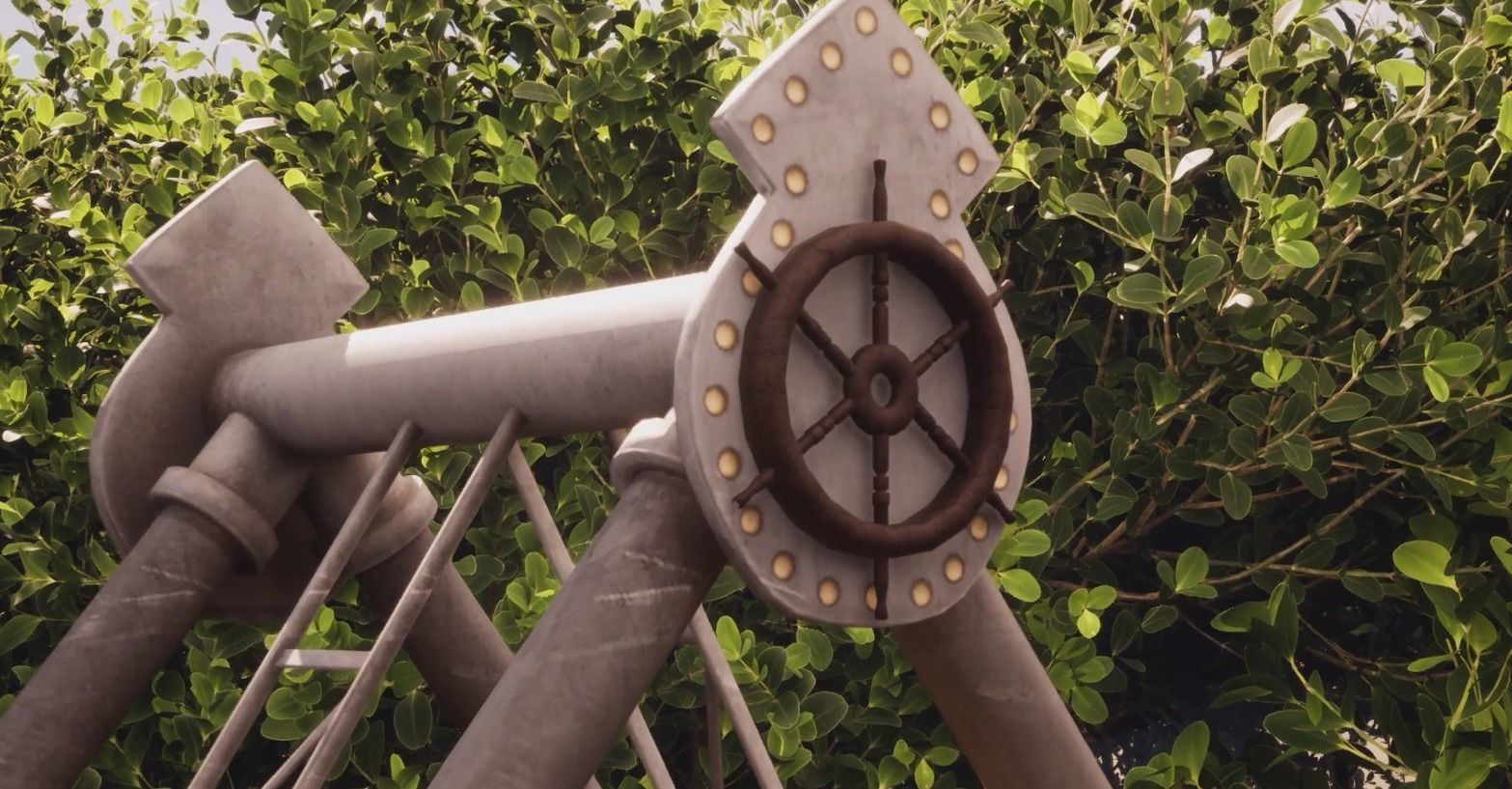 Abandoned Amusement Park - Pirate ship carousel Low-poly 3D model_3