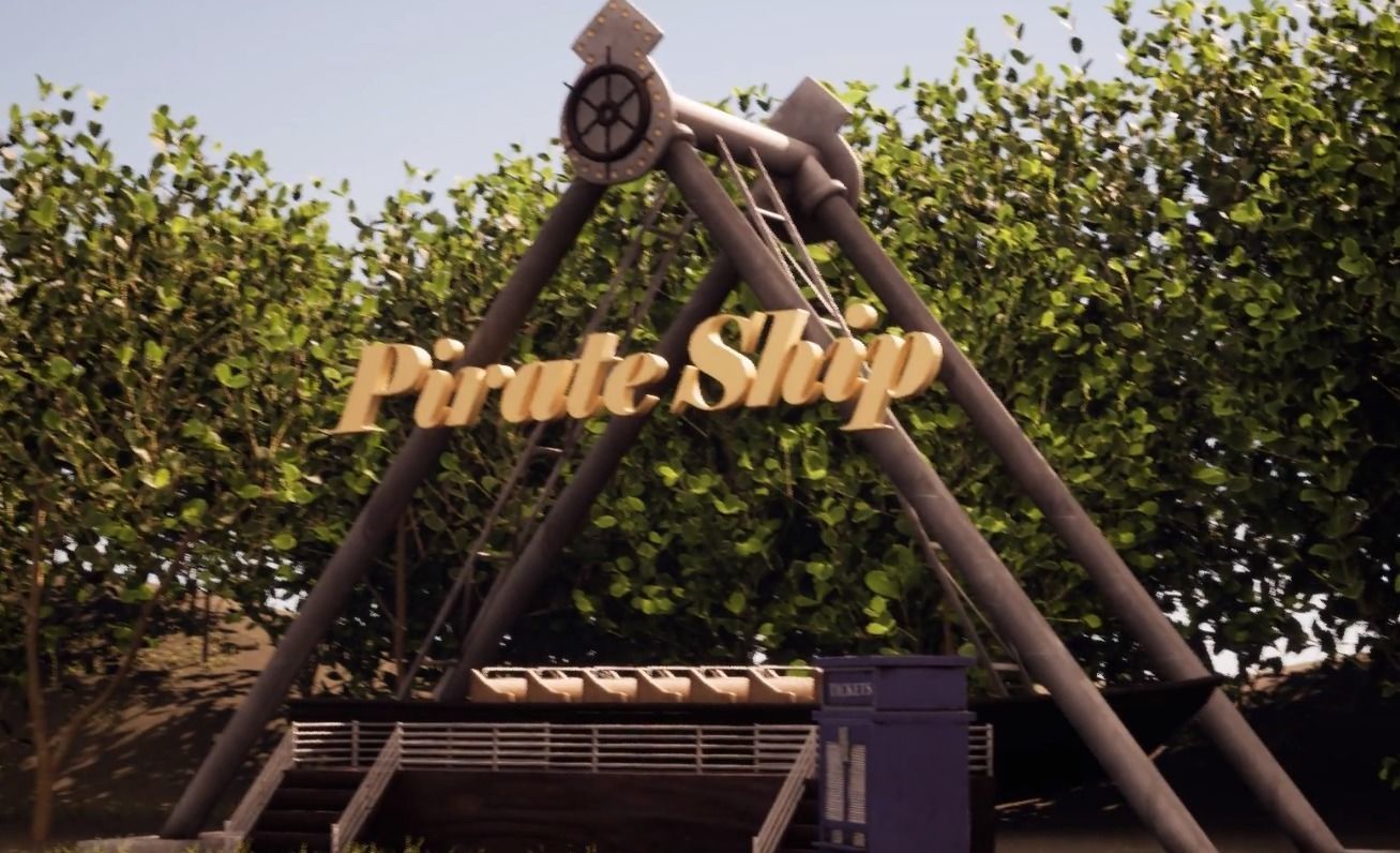 Abandoned Amusement Park - Pirate ship carousel Low-poly 3D model_4