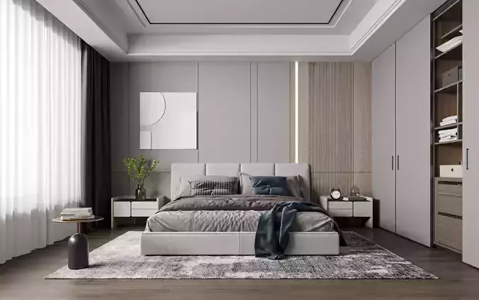 Modern luxury style bedroom 013 3D model