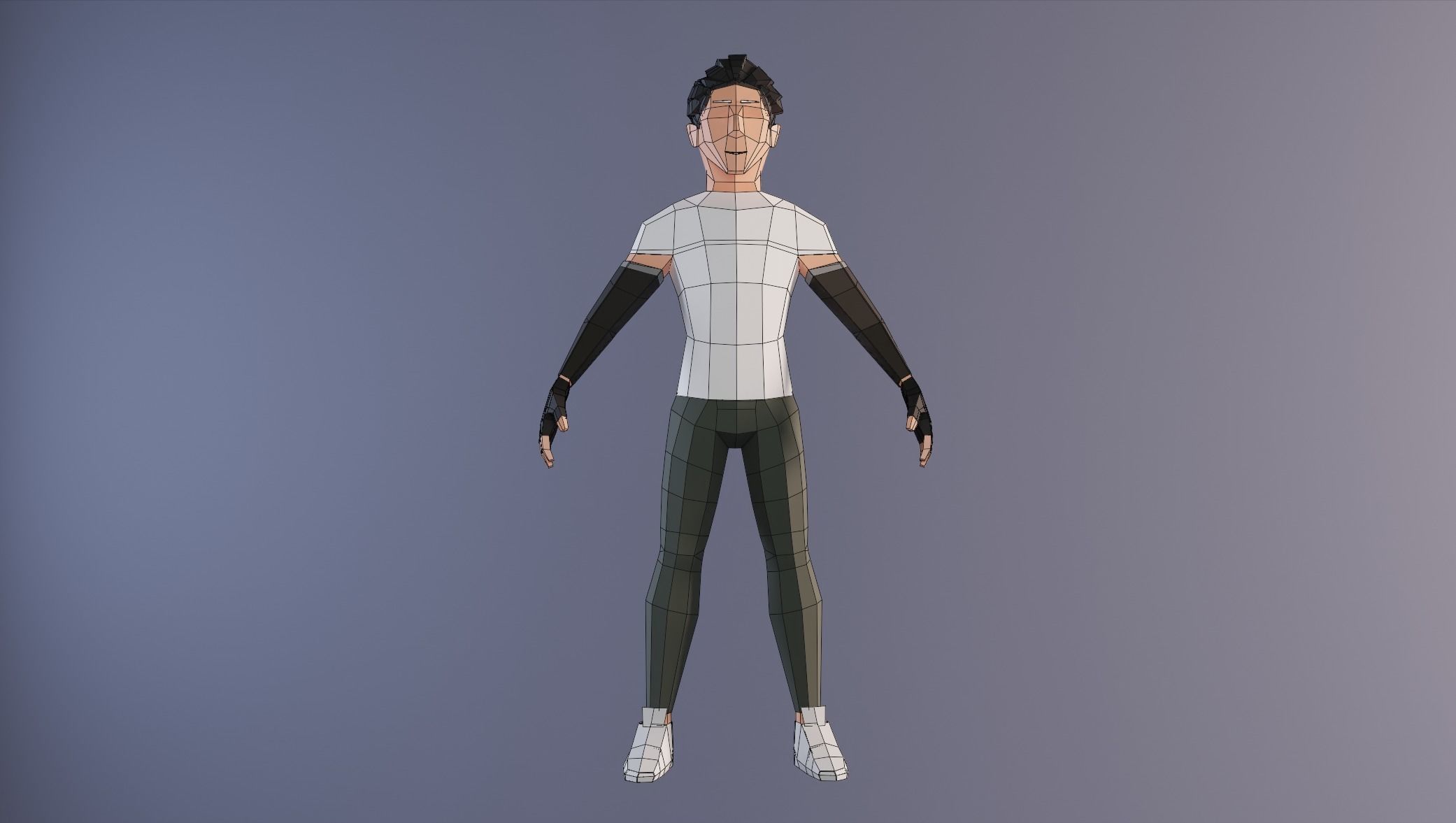 Low Poly Stylized Sporty Game Character Low-poly 3D model_8