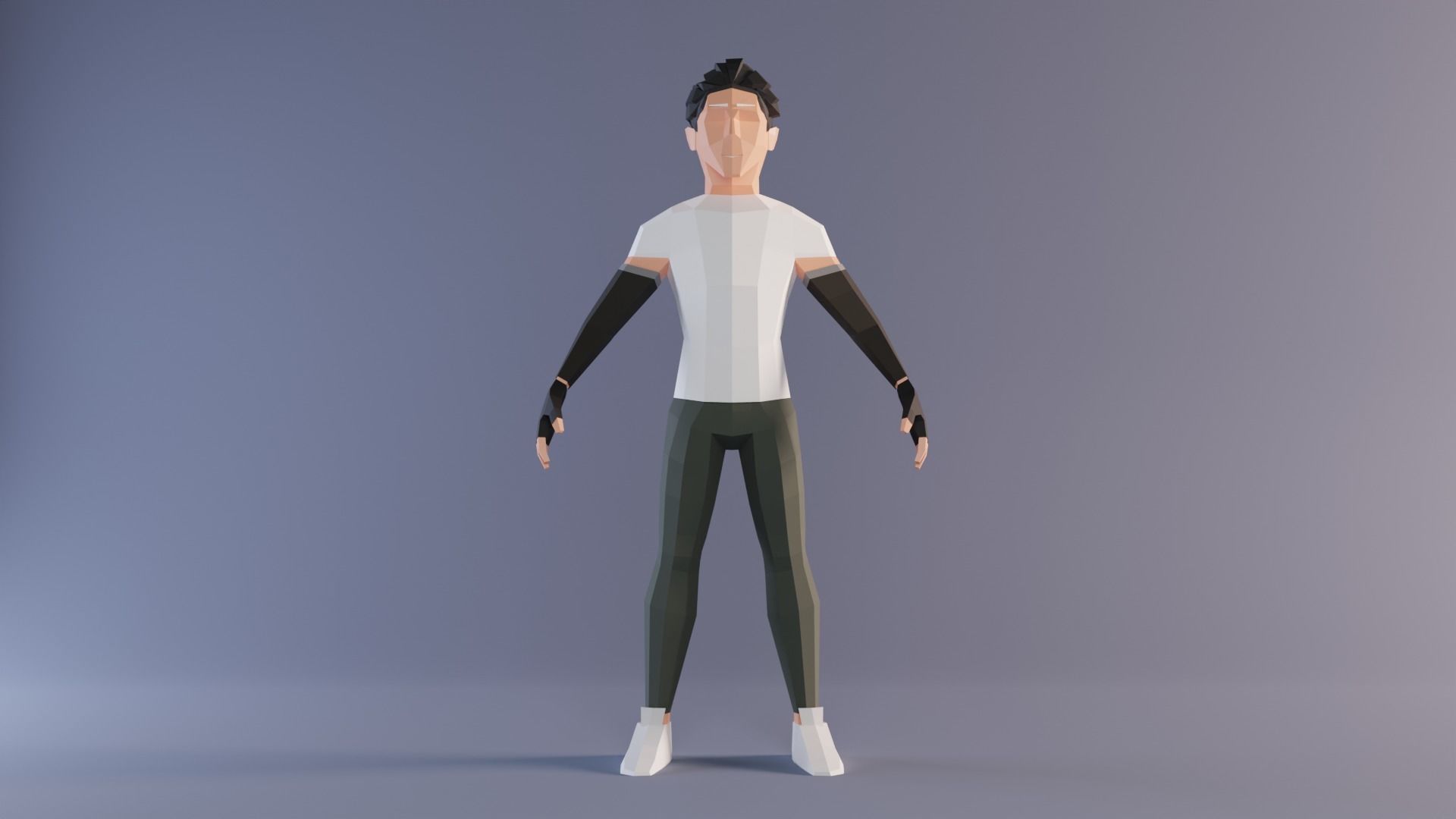 Low Poly Stylized Sporty Game Character Low-poly 3D model_2