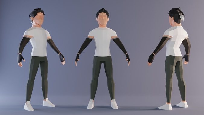 Low Poly Stylized Sporty Game Character Low-poly 3D model