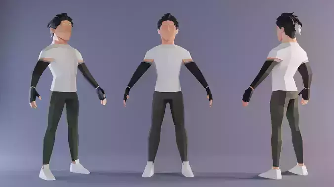 Low Poly Stylized Sporty Game Character
