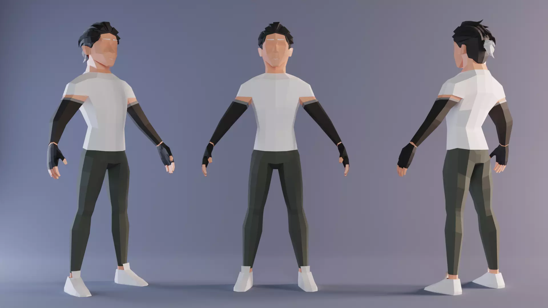 Low Poly Stylized Sporty Game Character Low-poly 3D model_0