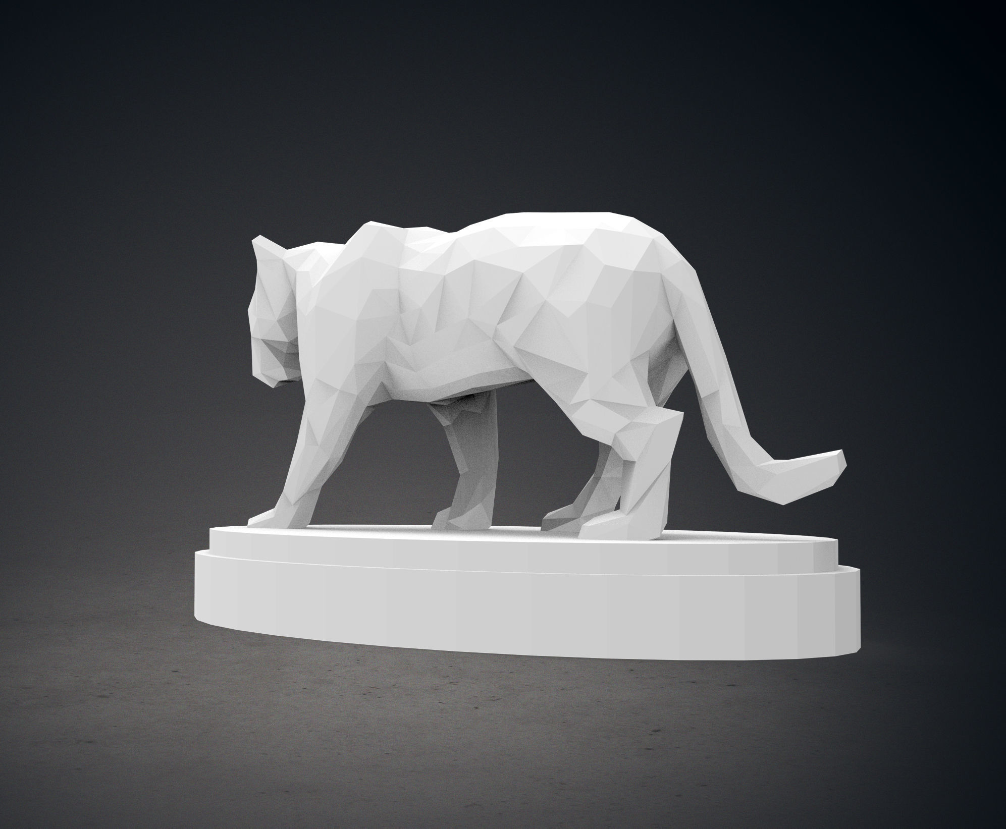 Low Poly Panther Statue 3D print model_6