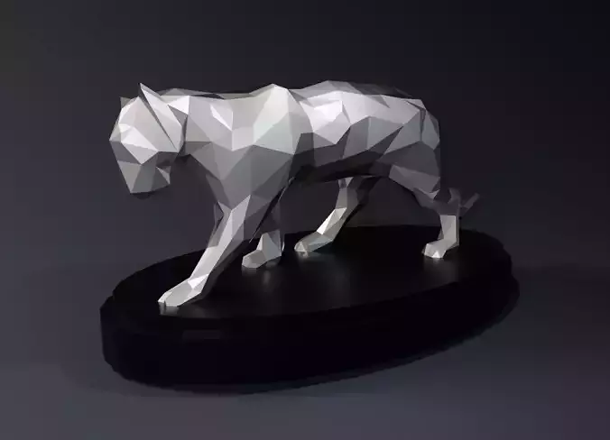 Low Poly Panther Statue