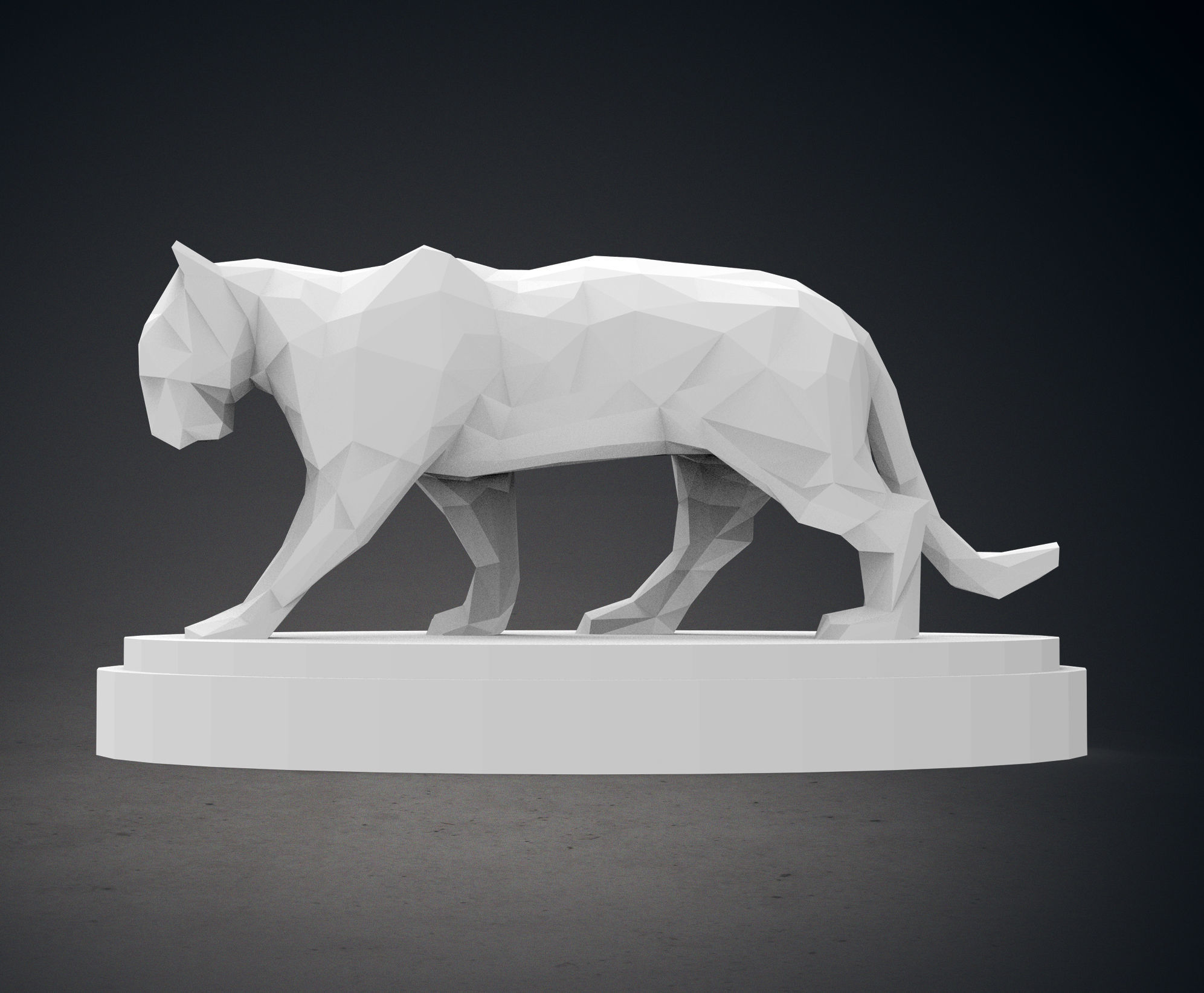 Low Poly Panther Statue 3D print model_5