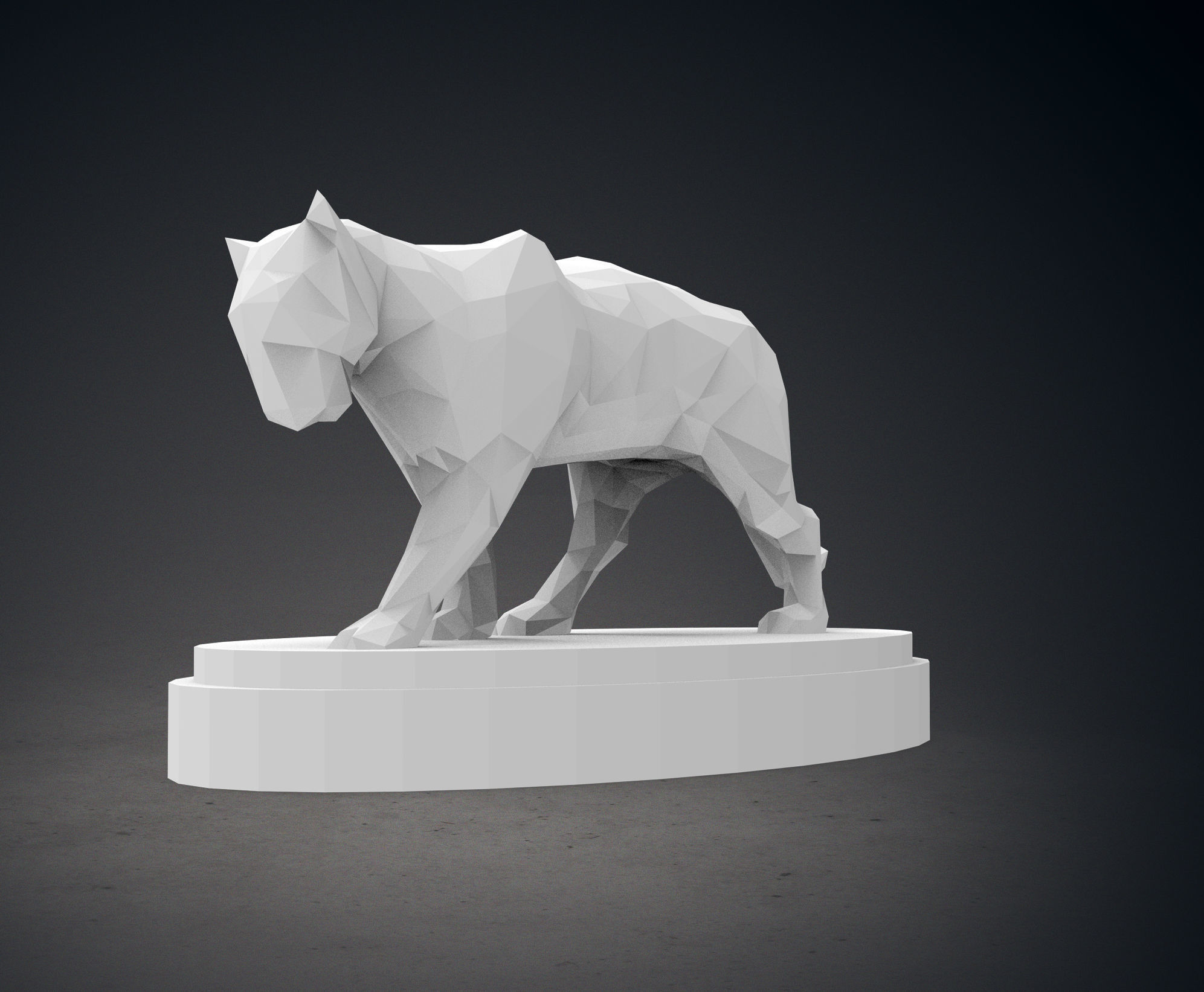 Low Poly Panther Statue 3D print model_4