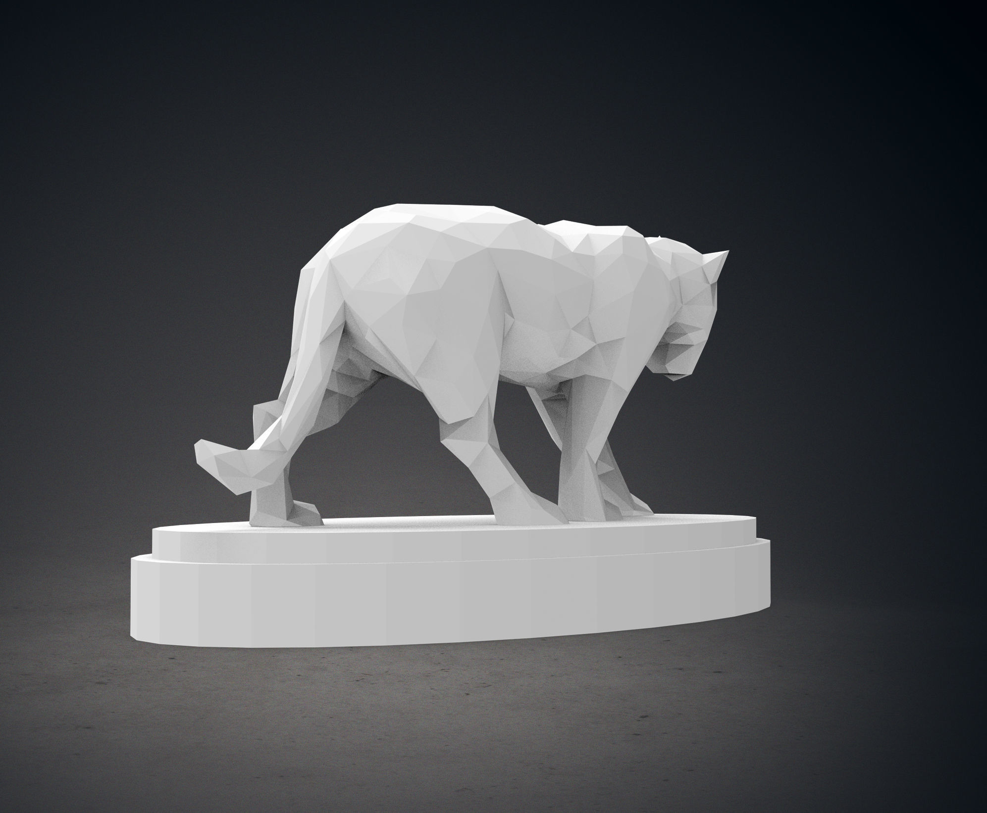 Low Poly Panther Statue 3D print model_8