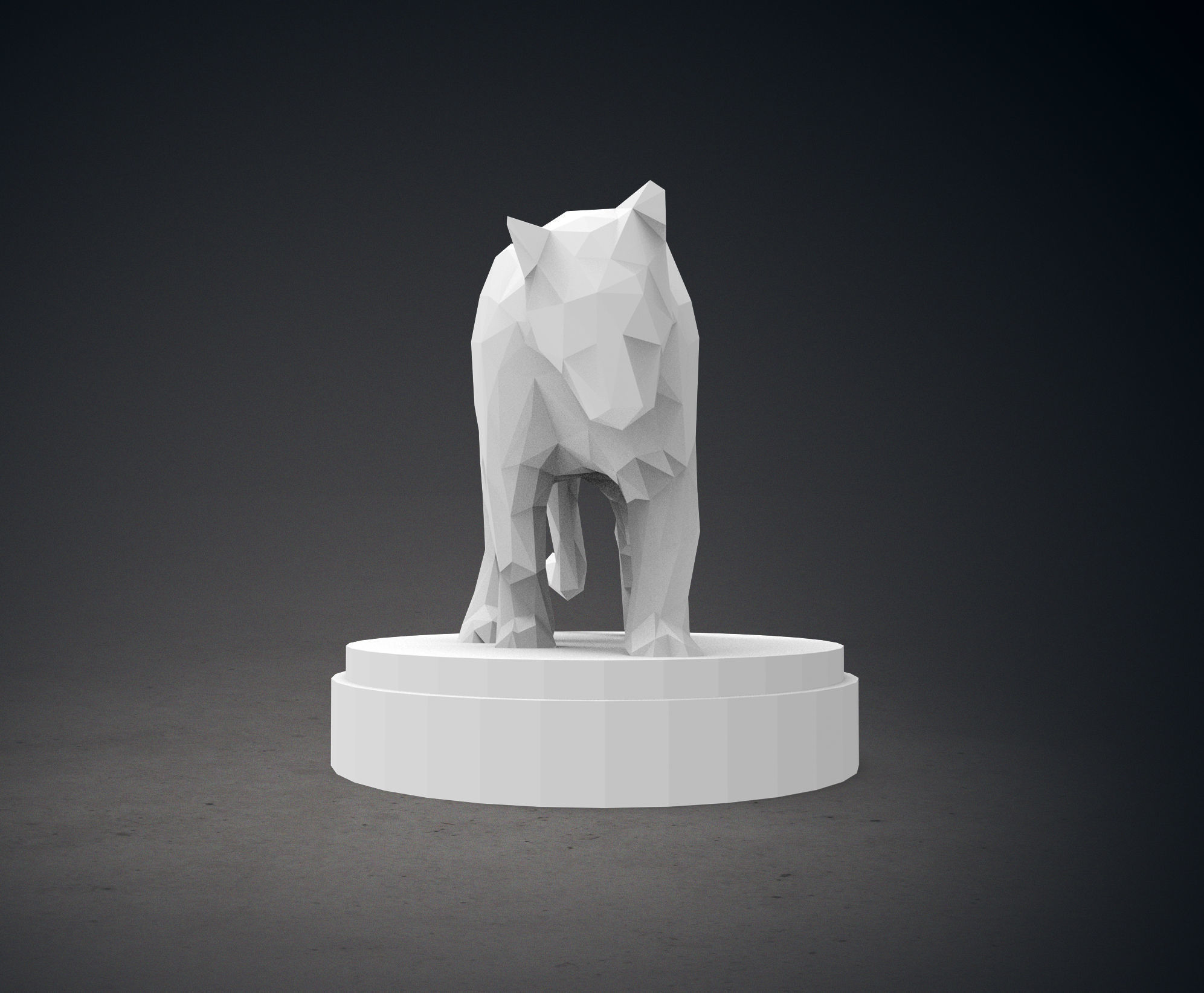 Low Poly Panther Statue 3D print model_3