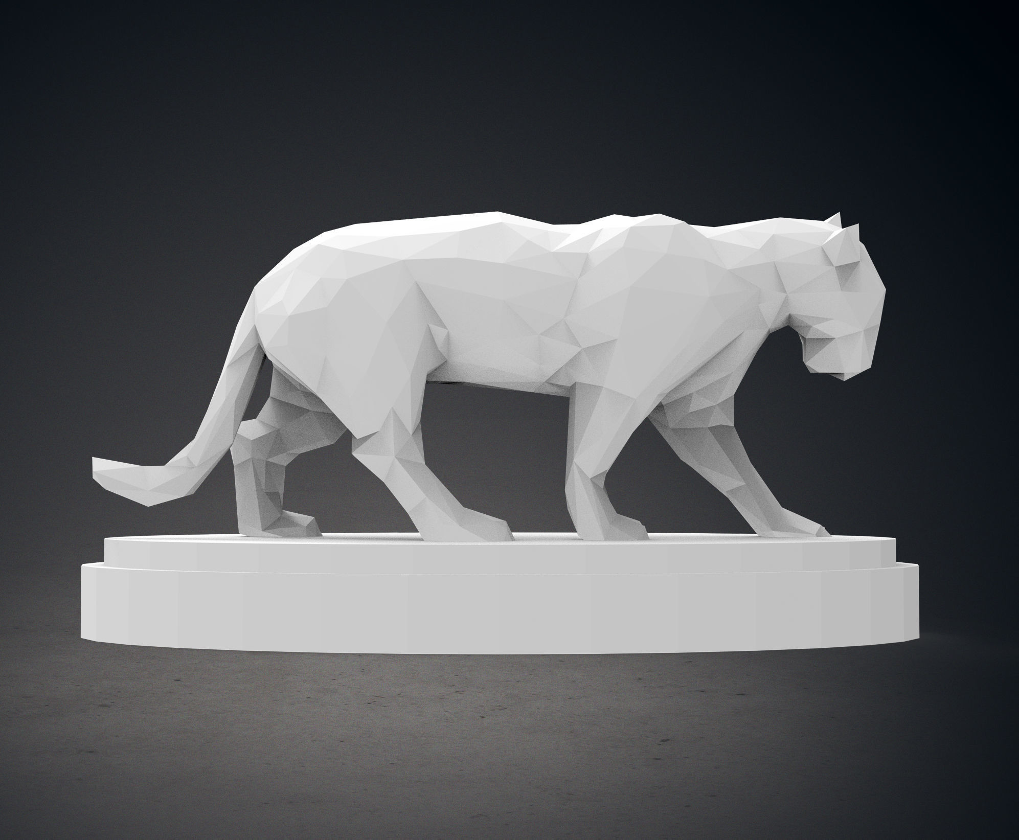 Low Poly Panther Statue 3D print model_9