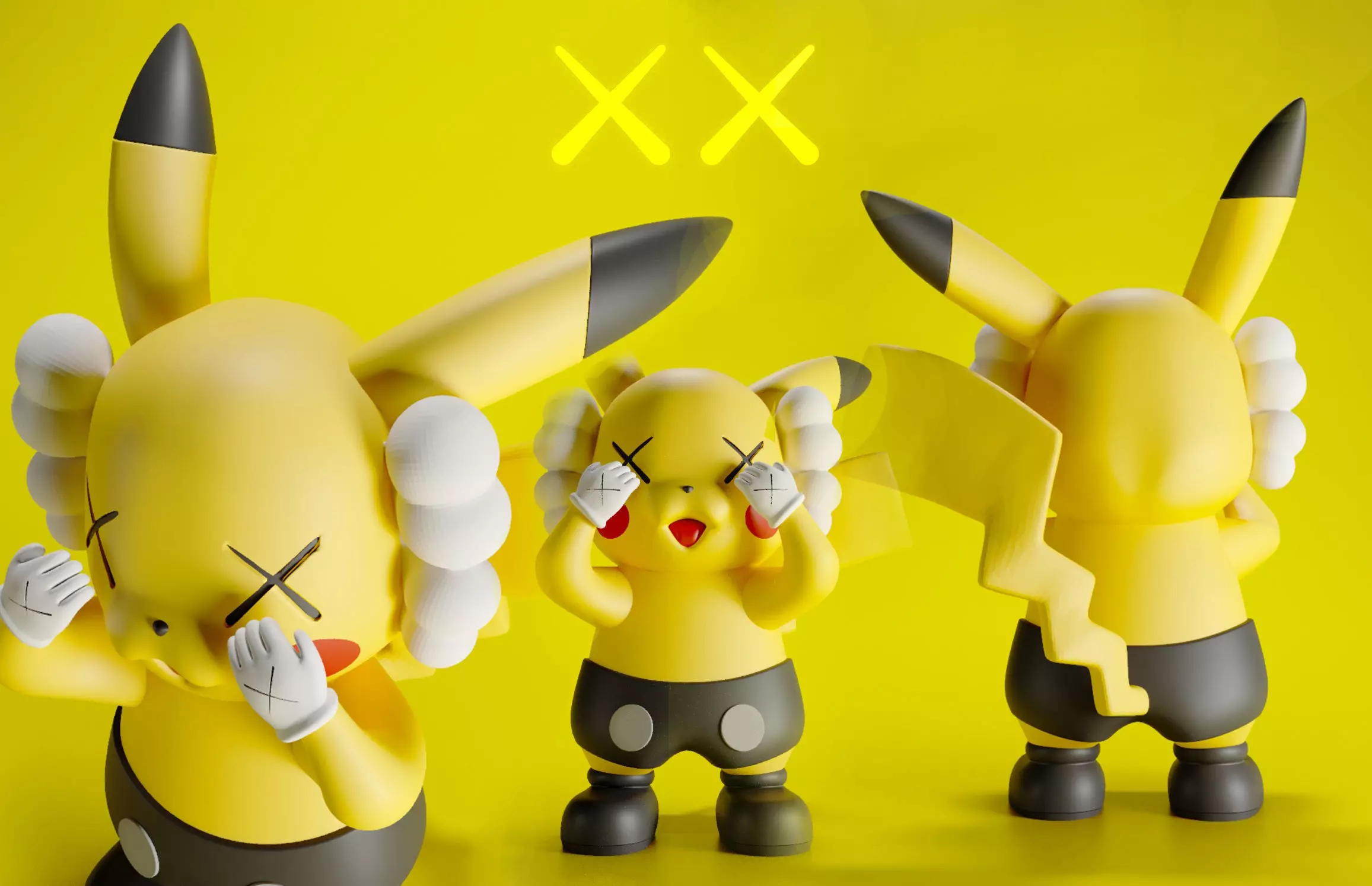 Pikachu x Kaws TOY POKEMON 3D model | CGTrader