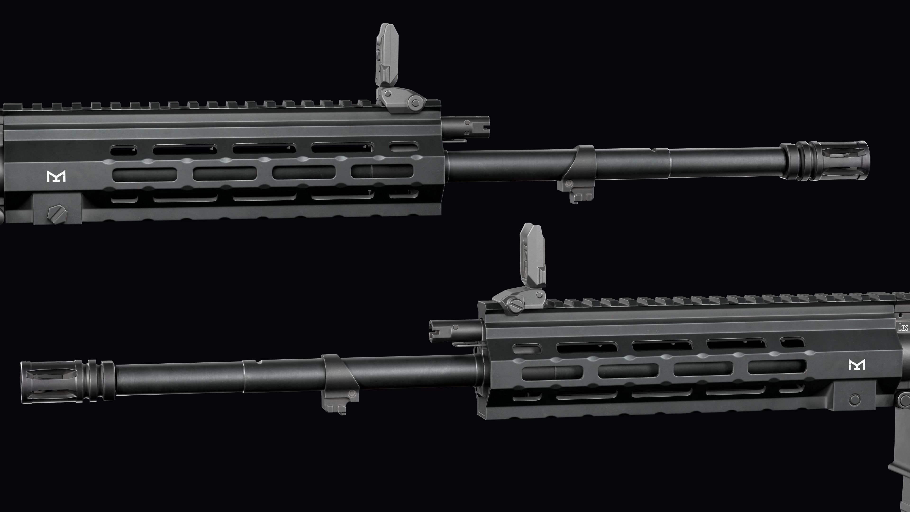 Modular assault rifle AR-15 HK416  Low-poly 3D model_31