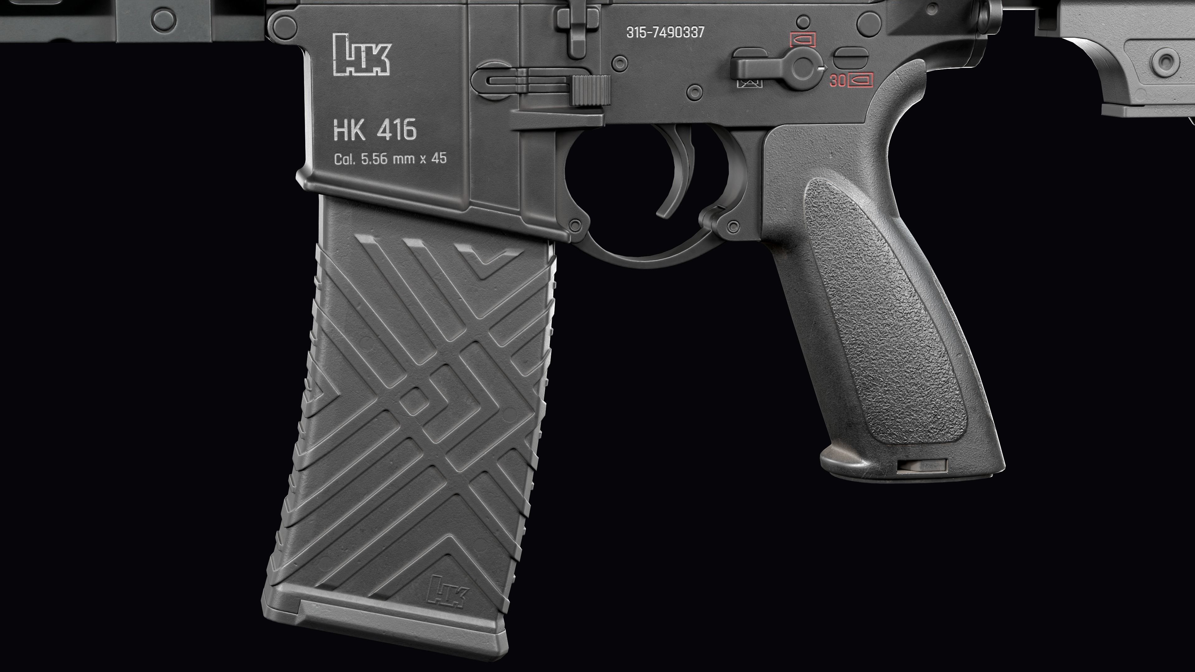 Modular assault rifle AR-15 HK416  Low-poly 3D model_20