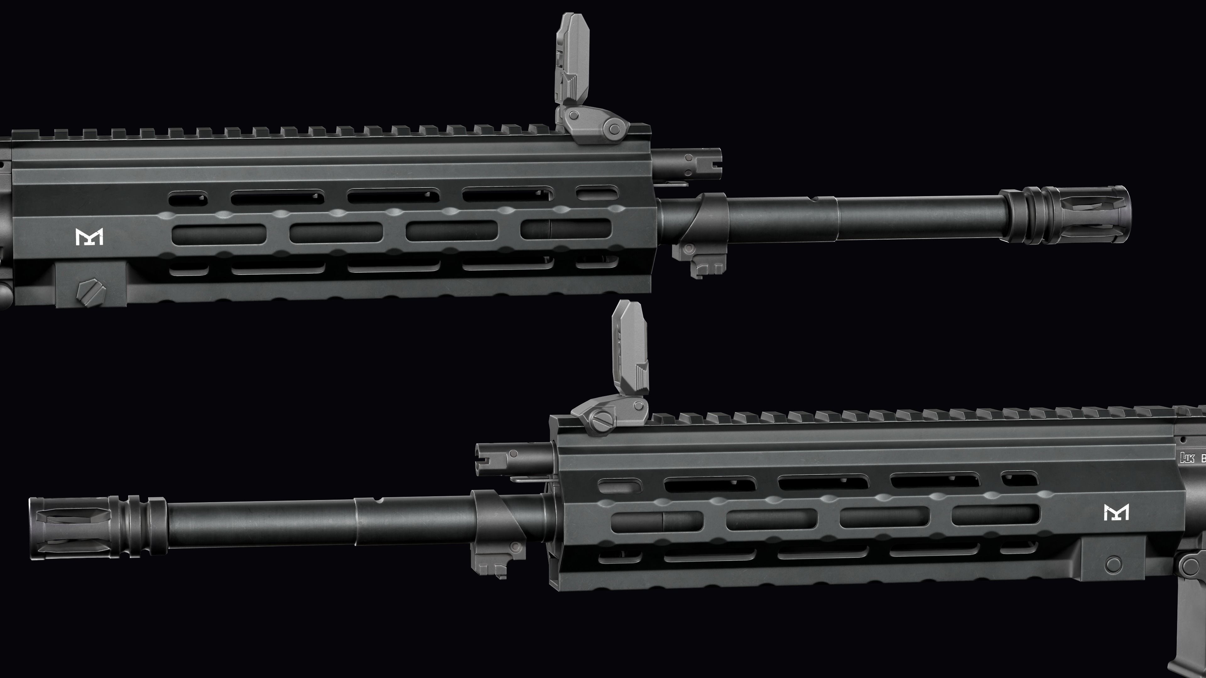 Modular assault rifle AR-15 HK416  Low-poly 3D model_30