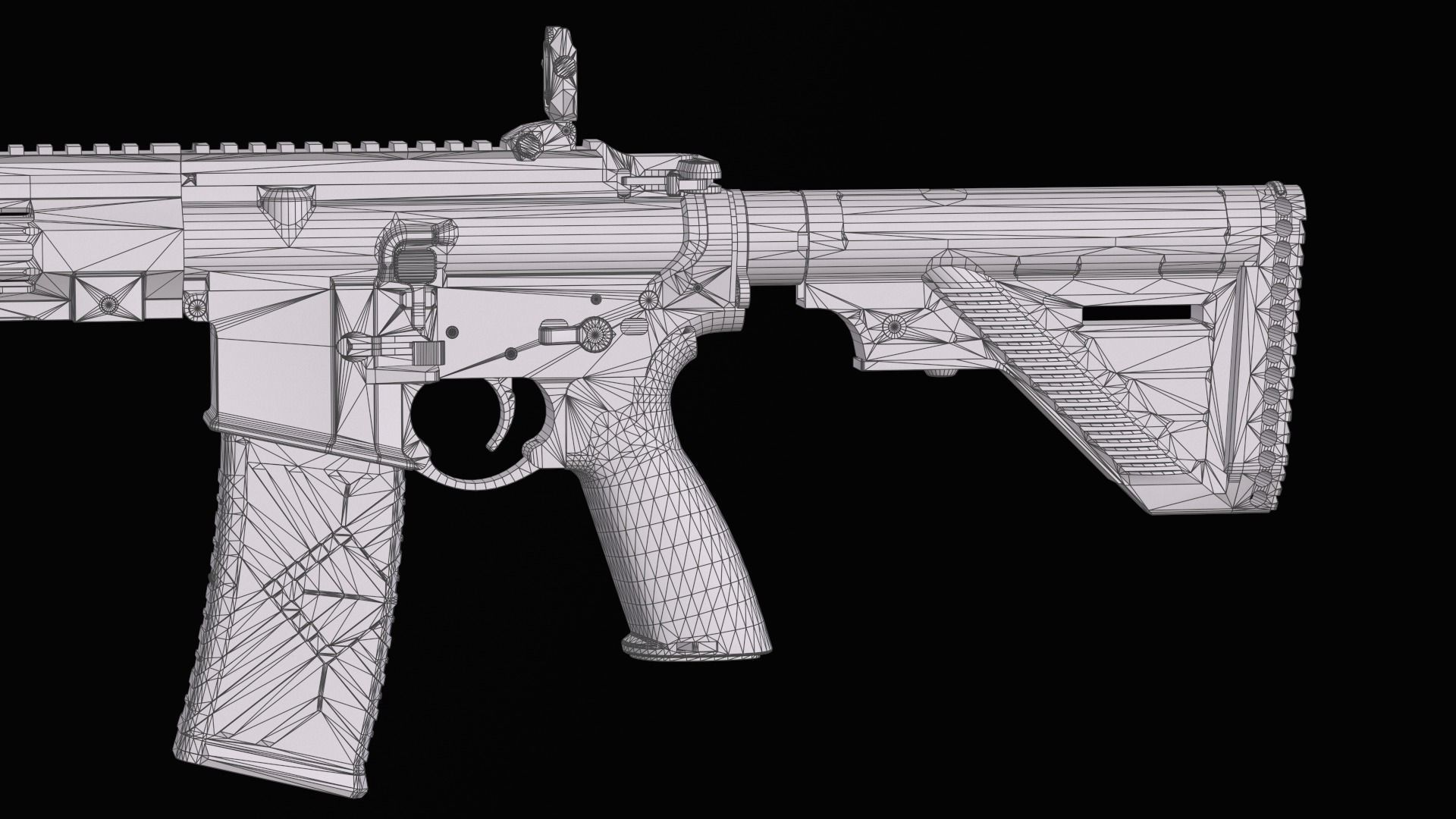 Modular assault rifle AR-15 HK416  Low-poly 3D model_49
