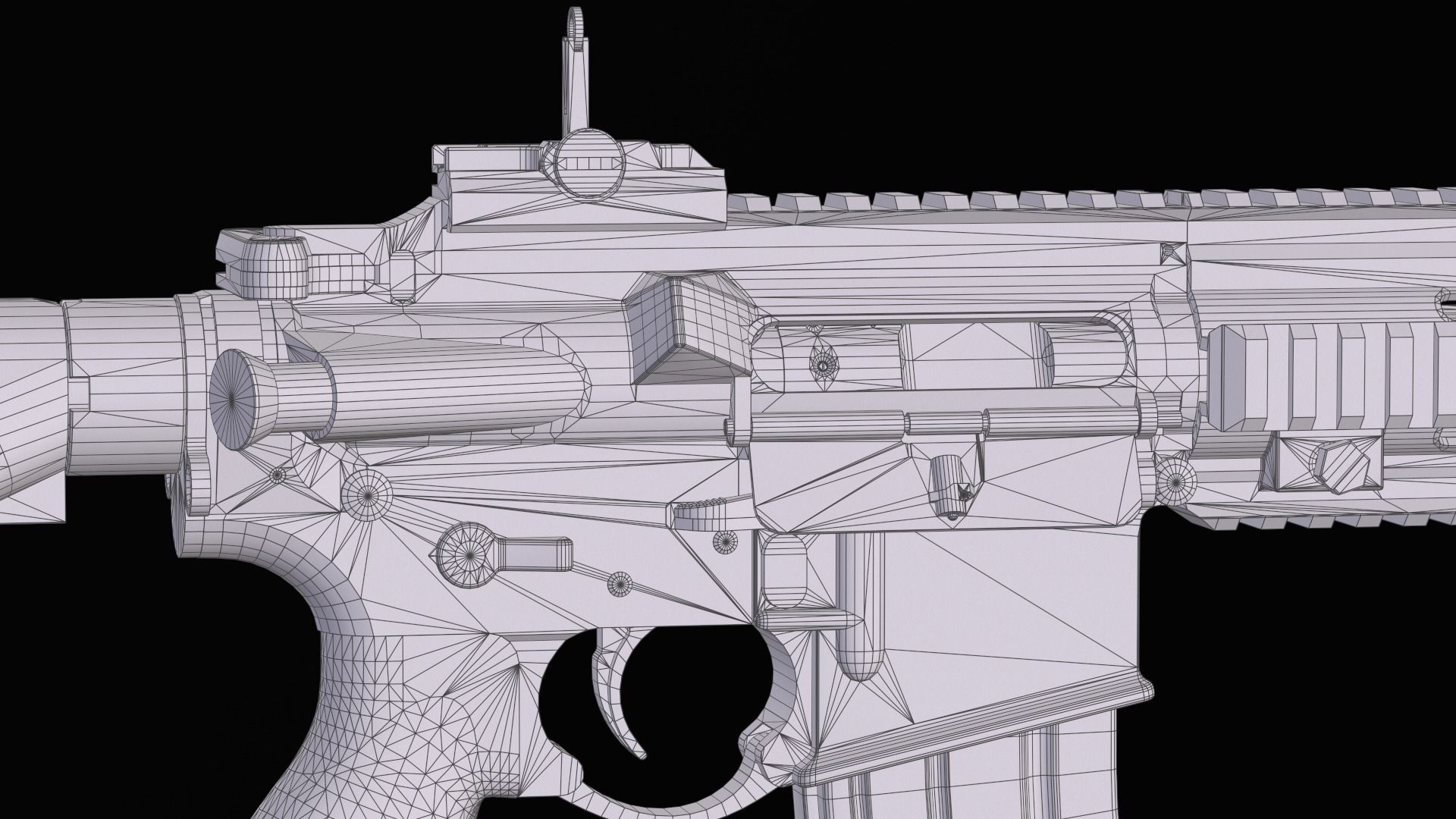 Modular assault rifle AR-15 HK416  Low-poly 3D model_55