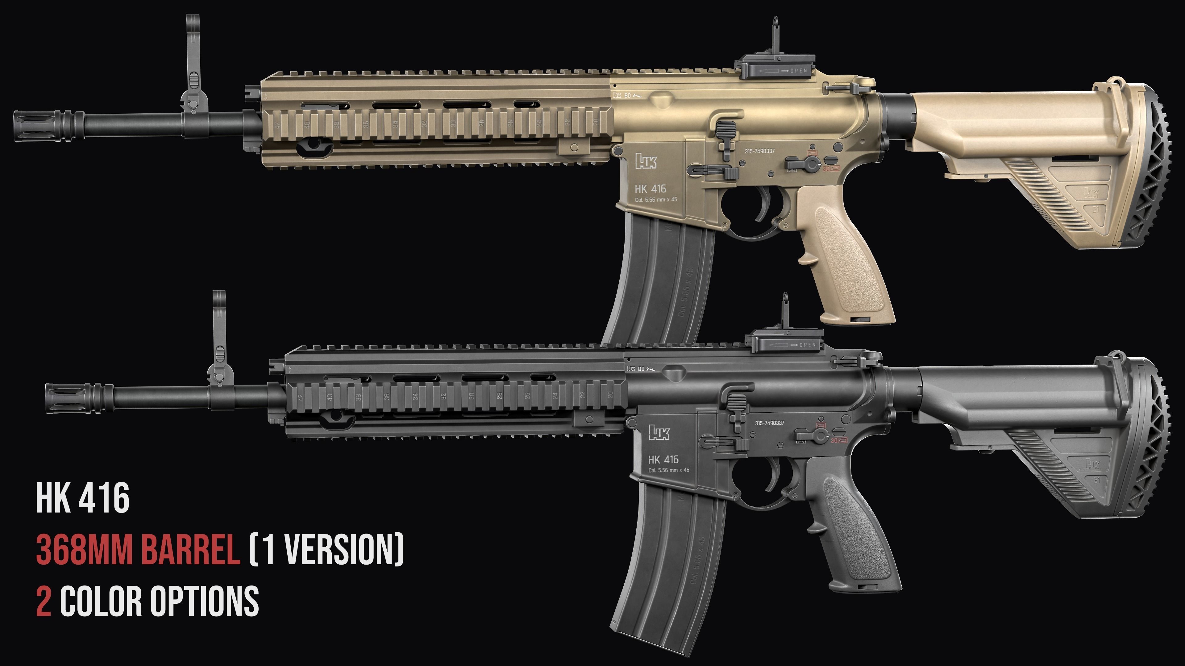 Modular assault rifle AR-15 HK416  Low-poly 3D model_10