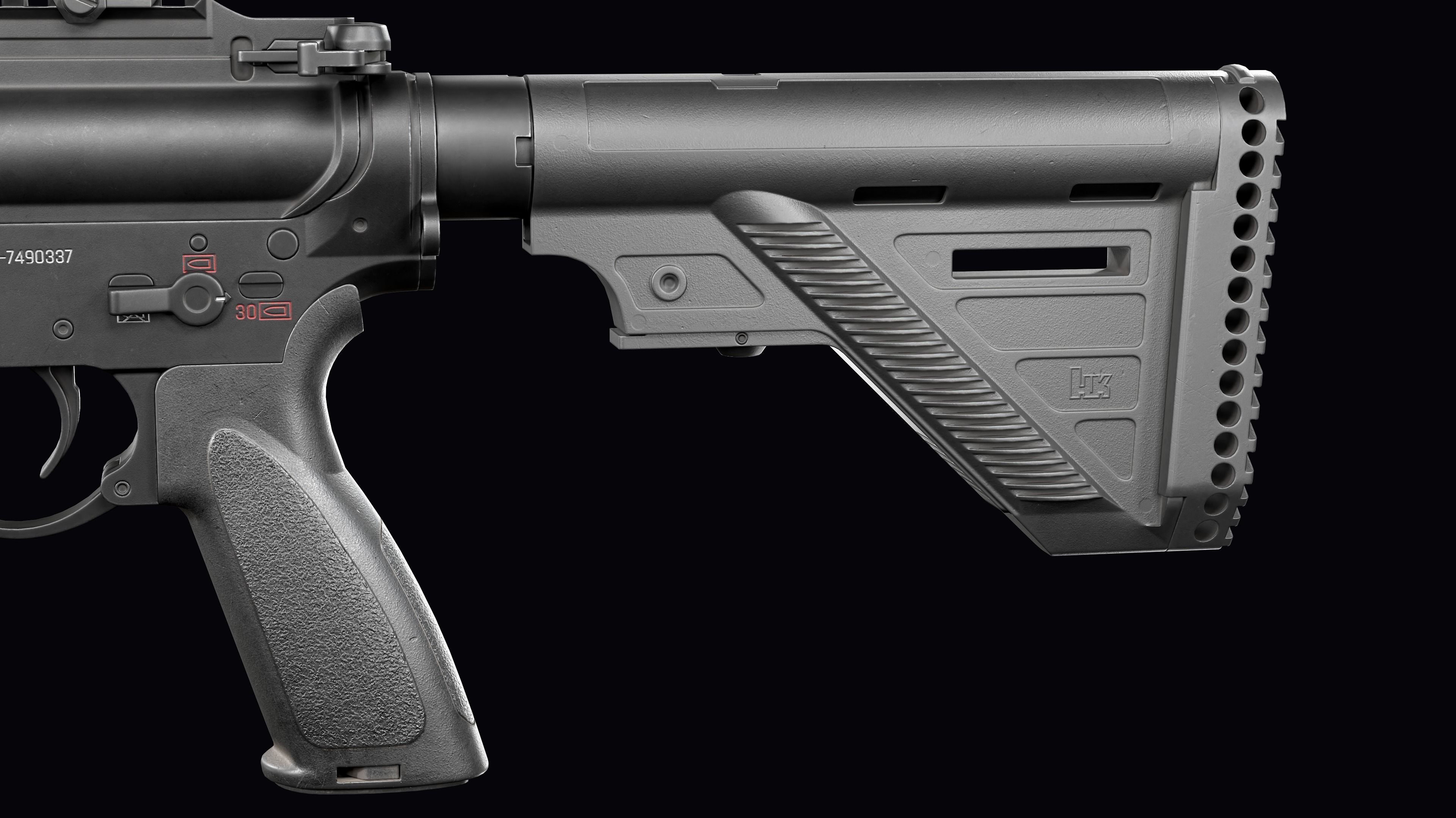 Modular assault rifle AR-15 HK416  Low-poly 3D model_18