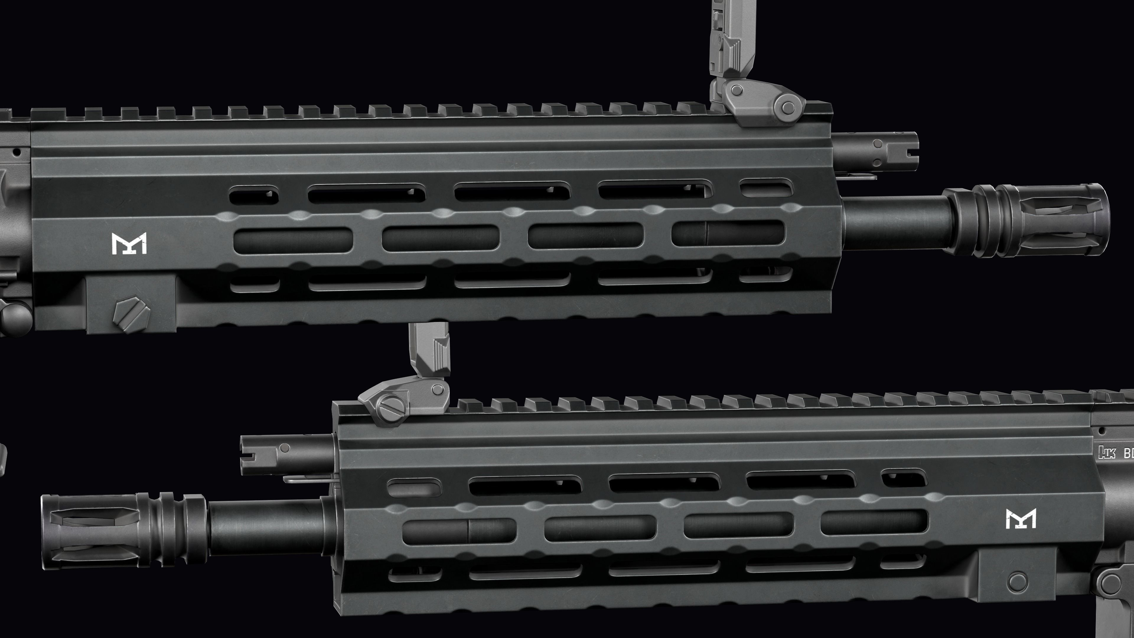 Modular assault rifle AR-15 HK416  Low-poly 3D model_35