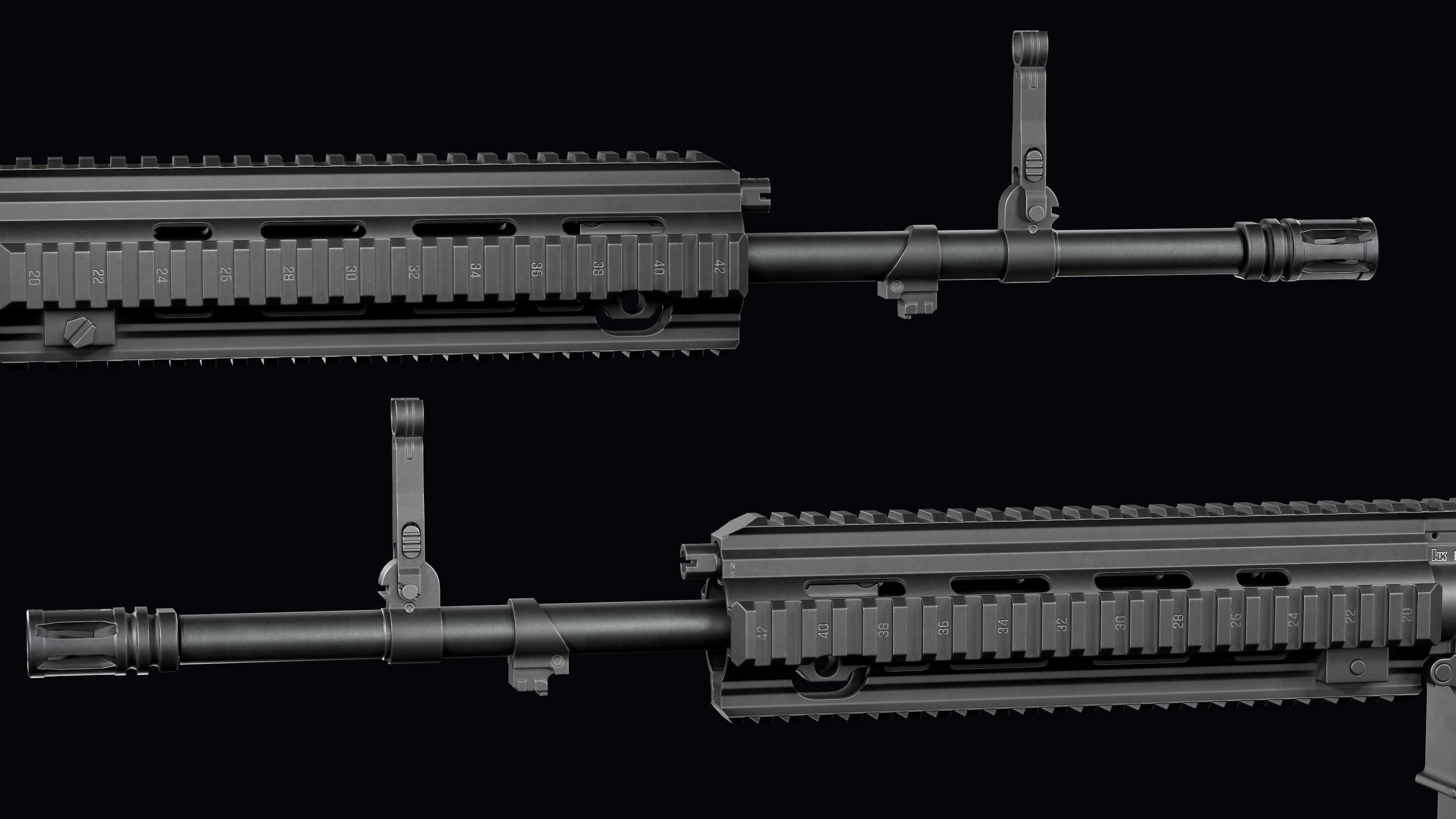 Modular assault rifle AR-15 HK416  Low-poly 3D model_32