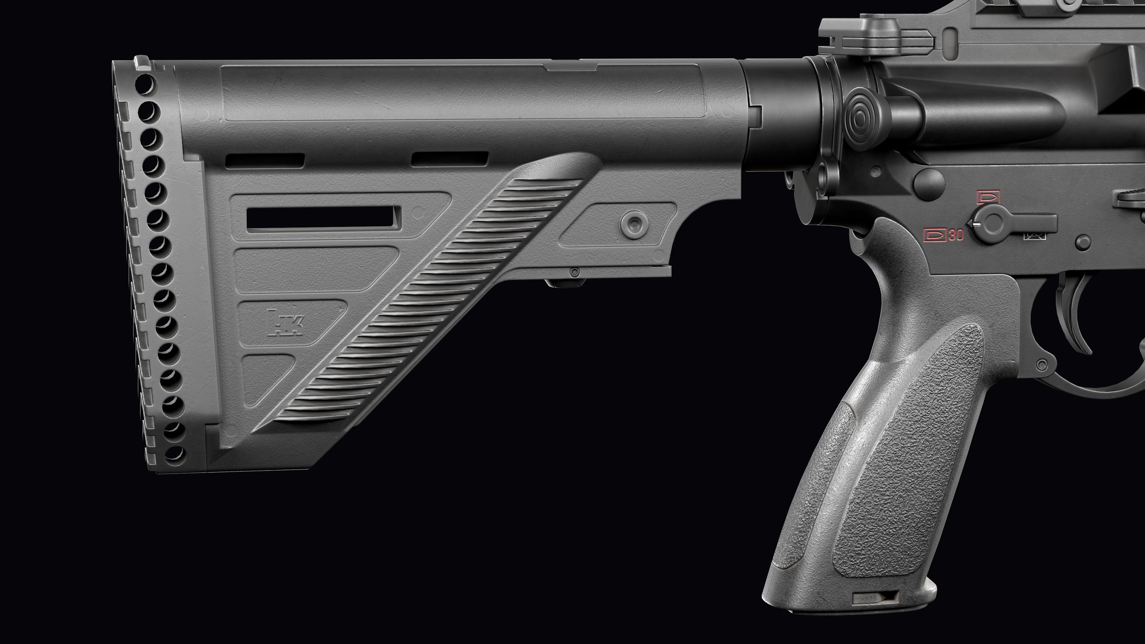 Modular assault rifle AR-15 HK416  Low-poly 3D model_27