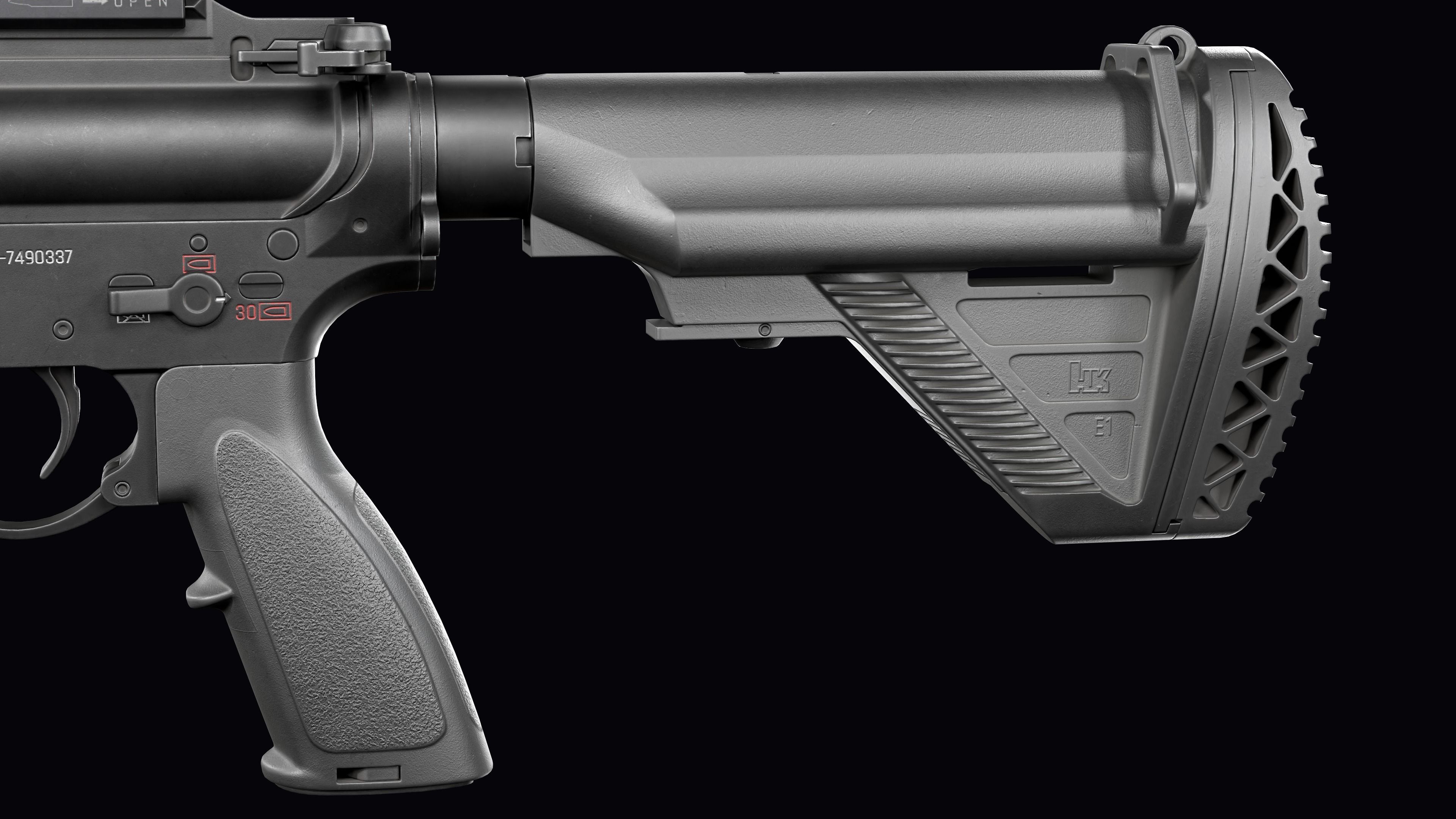 Modular assault rifle AR-15 HK416  Low-poly 3D model_17