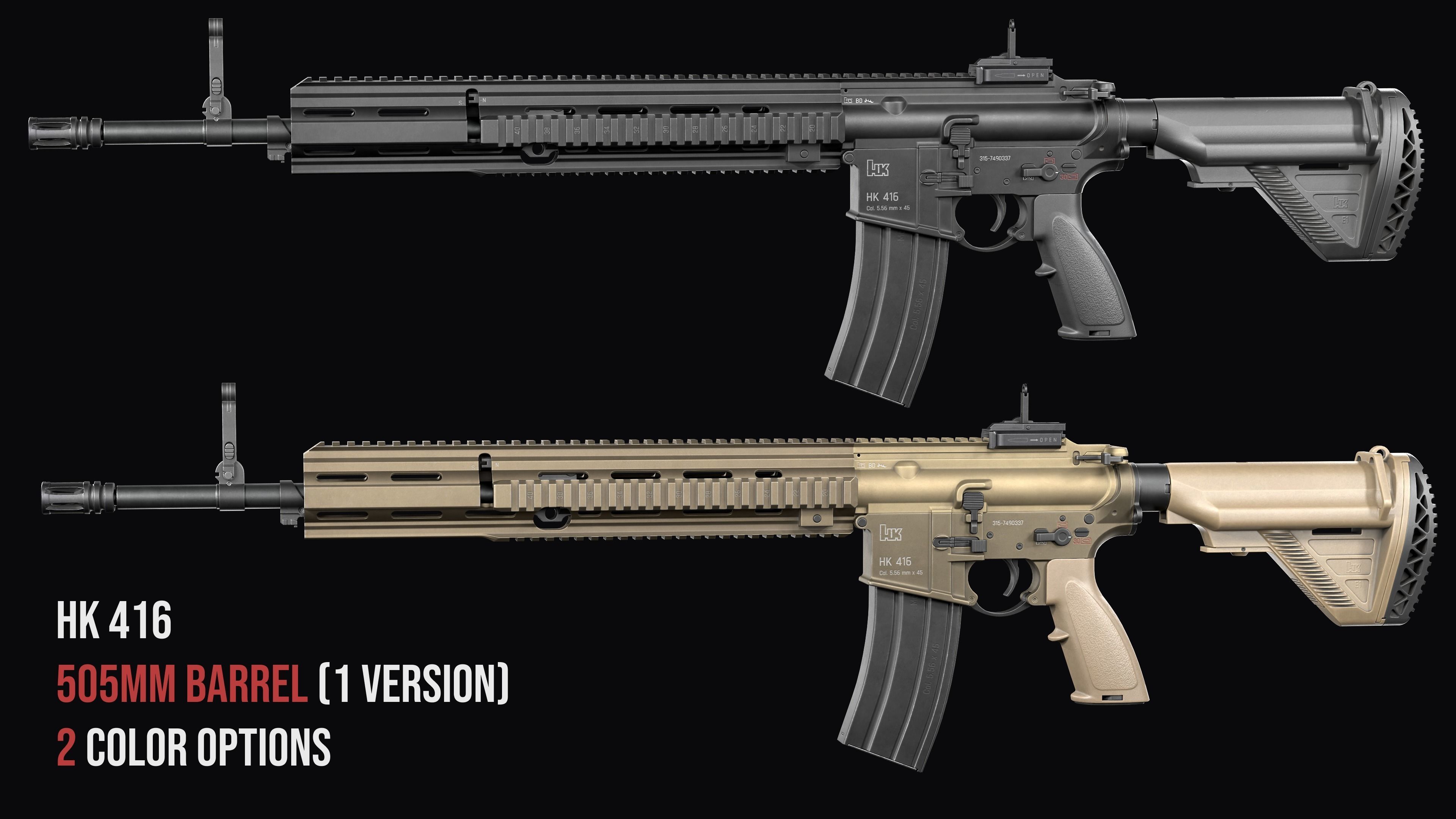Modular assault rifle AR-15 HK416  Low-poly 3D model_6