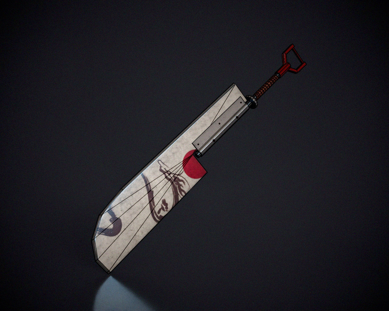 Japanese sword Low-poly 3D model_4