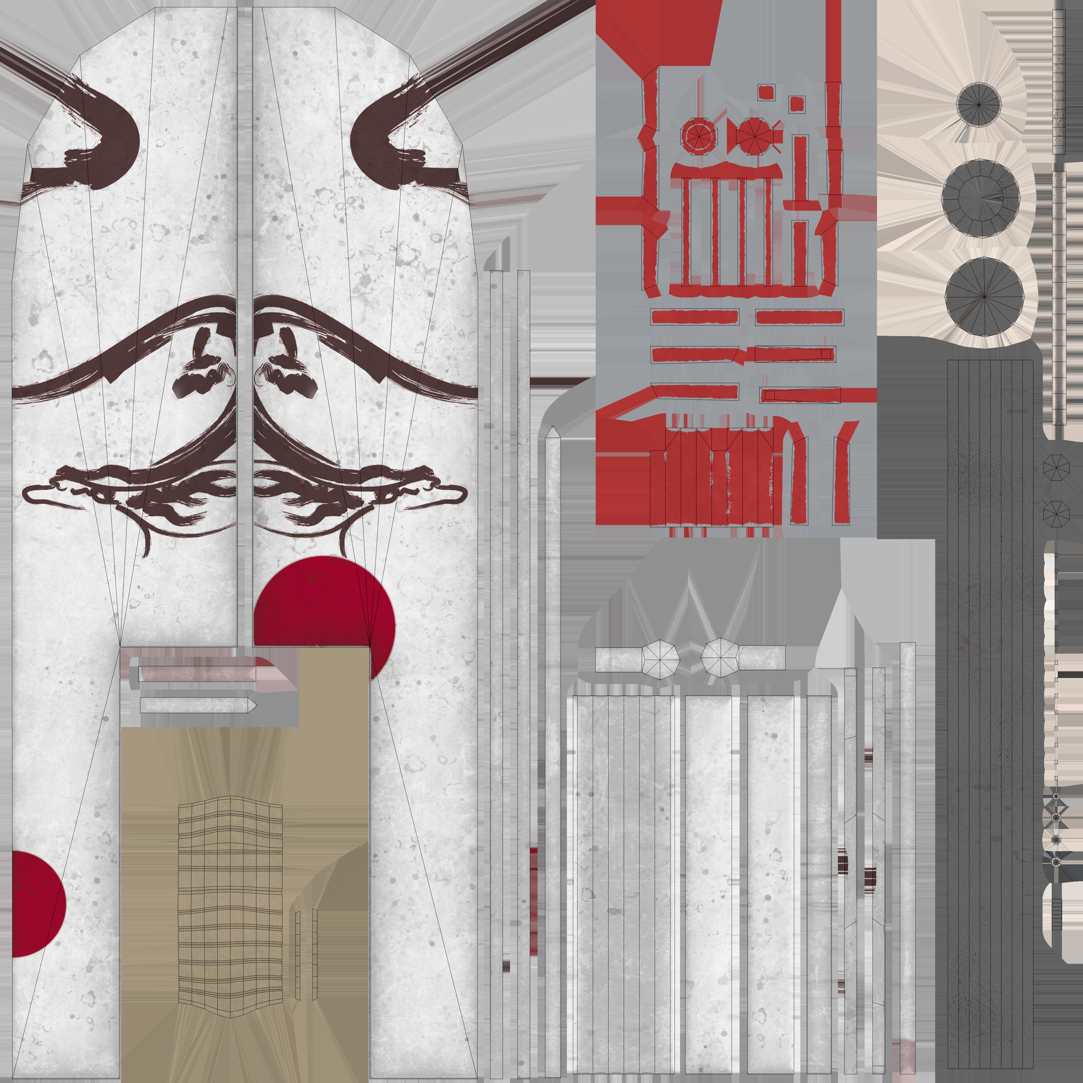 Japanese sword Low-poly 3D model_11