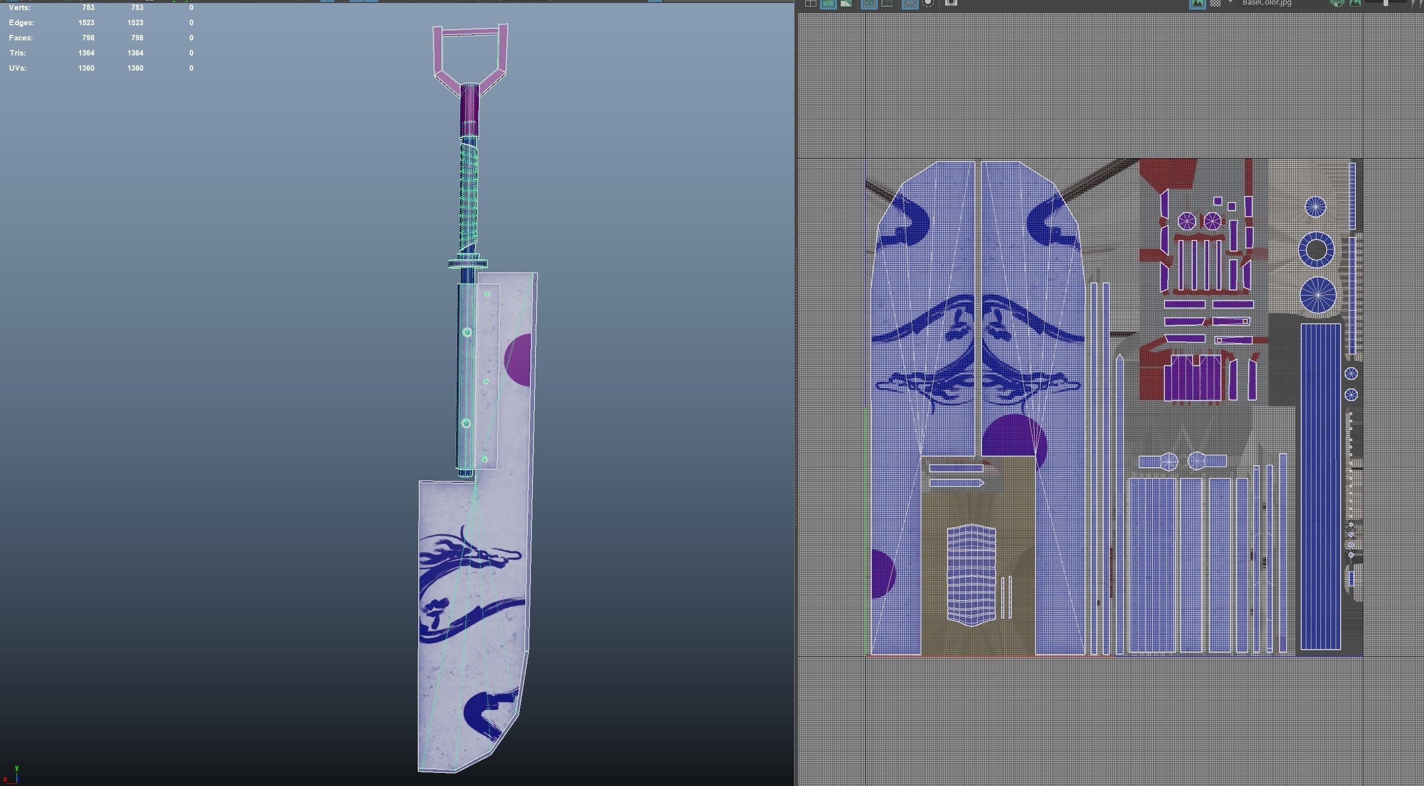 Japanese sword Low-poly 3D model_10