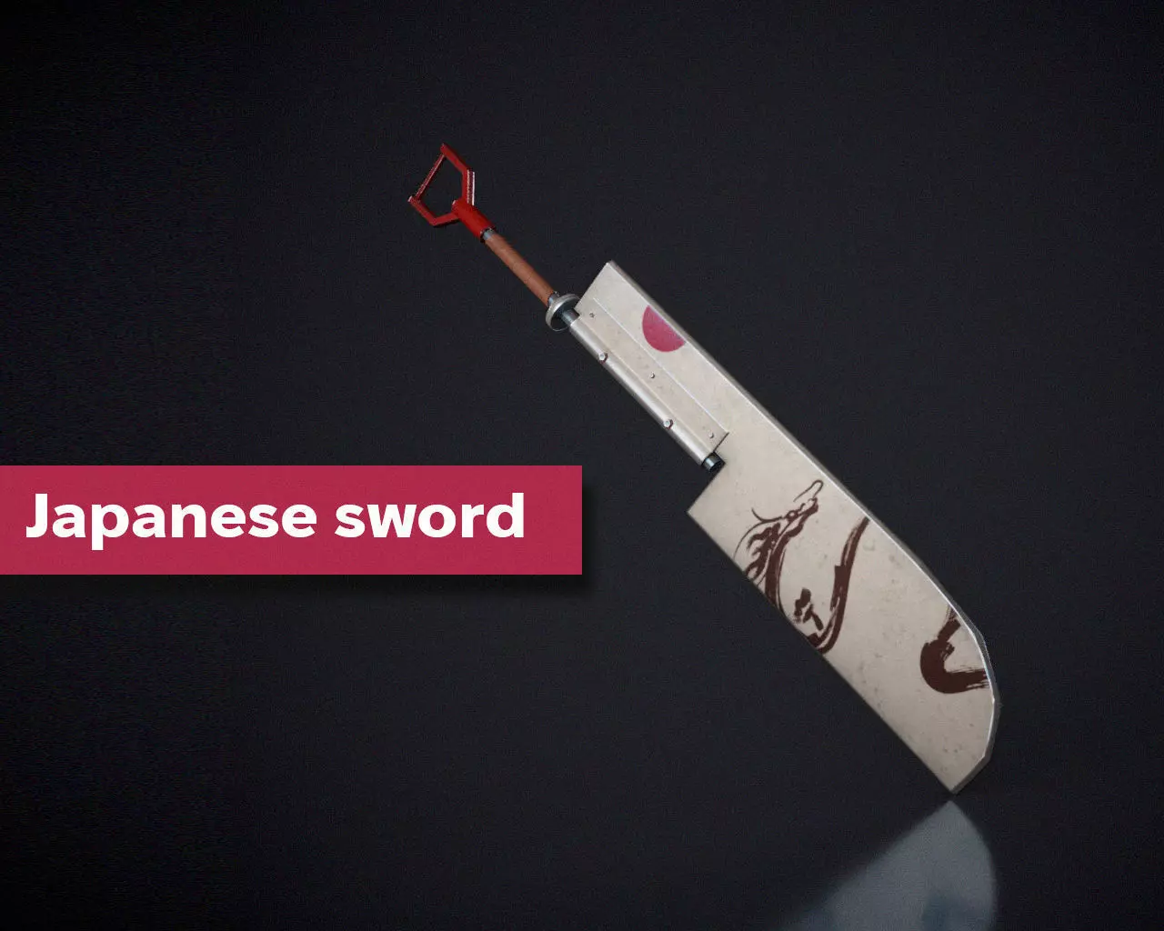 Japanese sword Low-poly 3D model_0