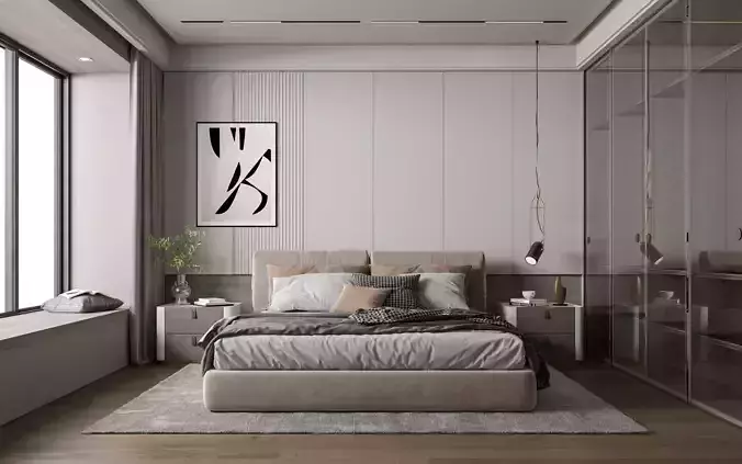 Modern luxury style bedroom 014 3D model